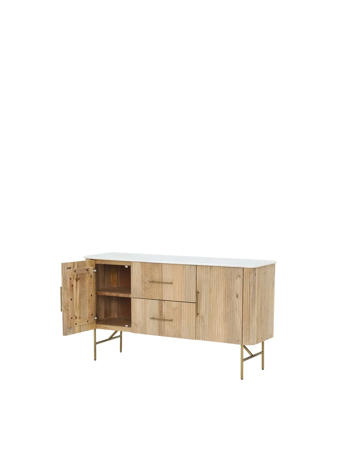 Sideboard with Marble Top - White, Mango Wood