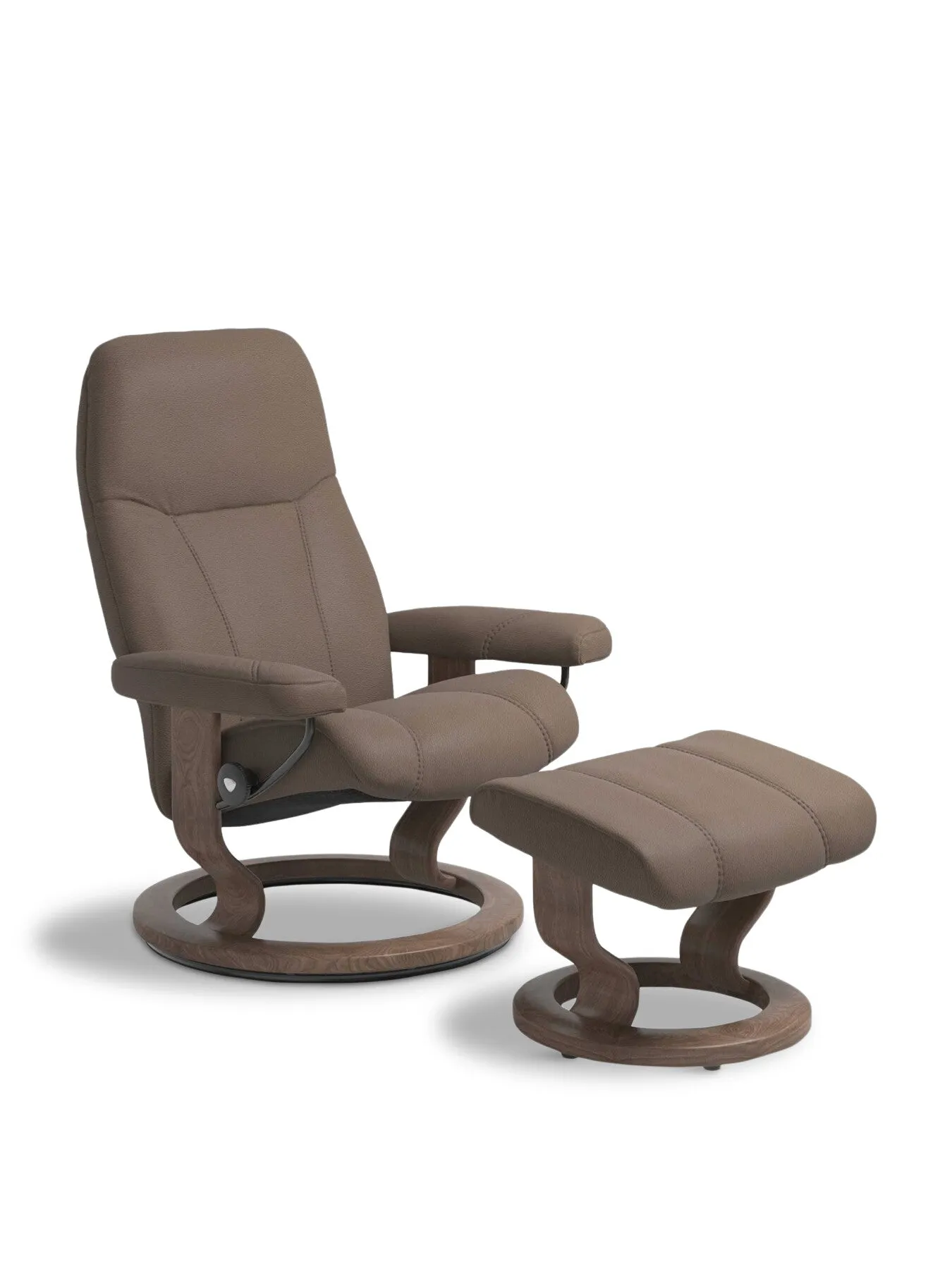 Small Classic Chair with Footstool - Brown, Leather image