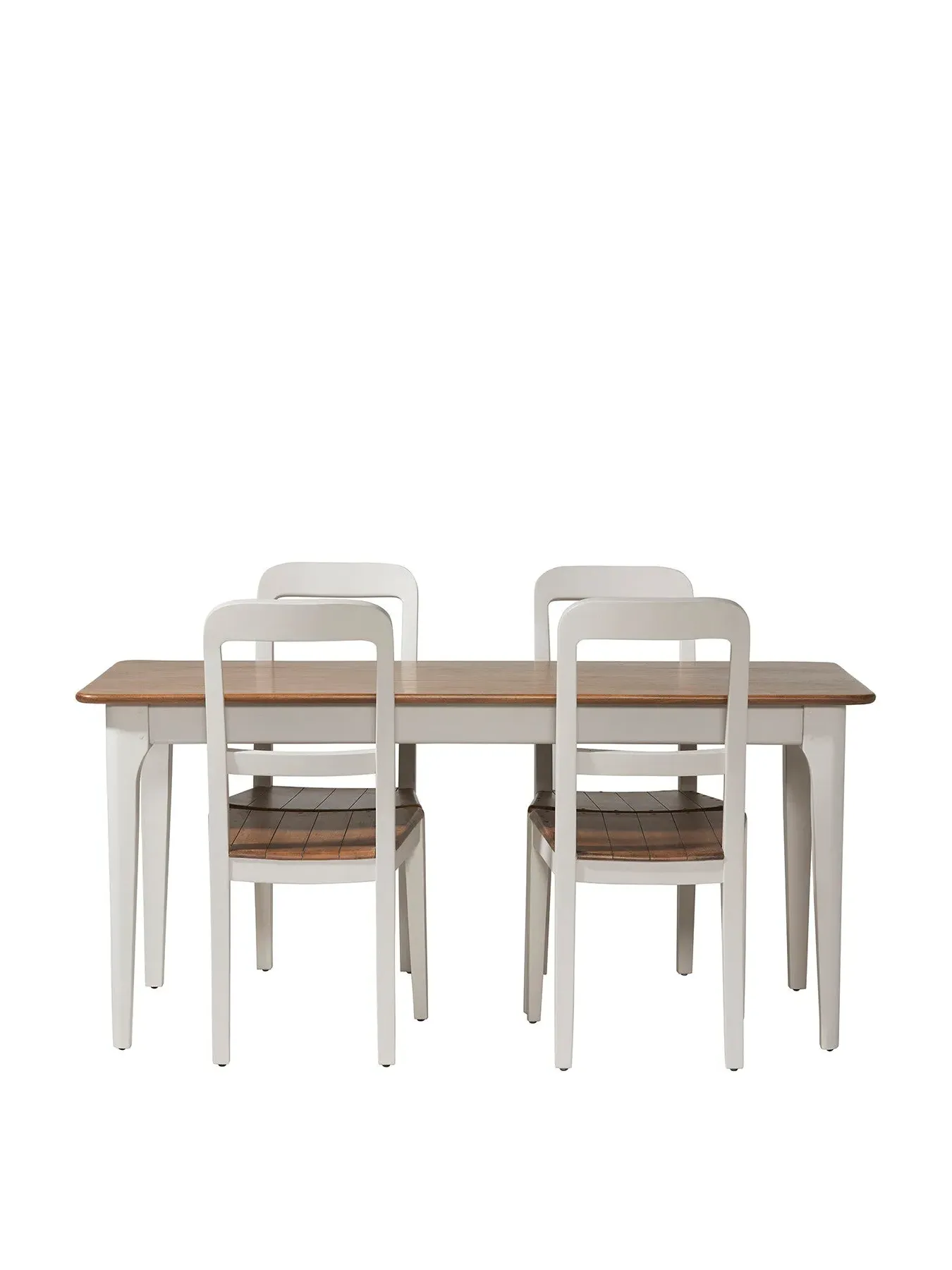 Small Dining Set with 5 Chairs - White, Mango Wood