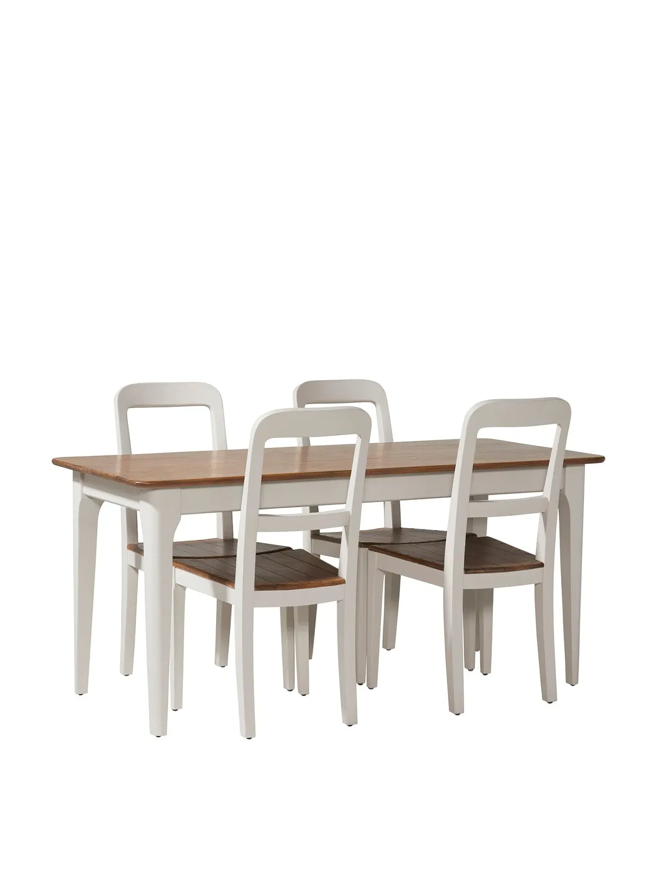 Small Dining Set with 5 Chairs - White, Mango Wood