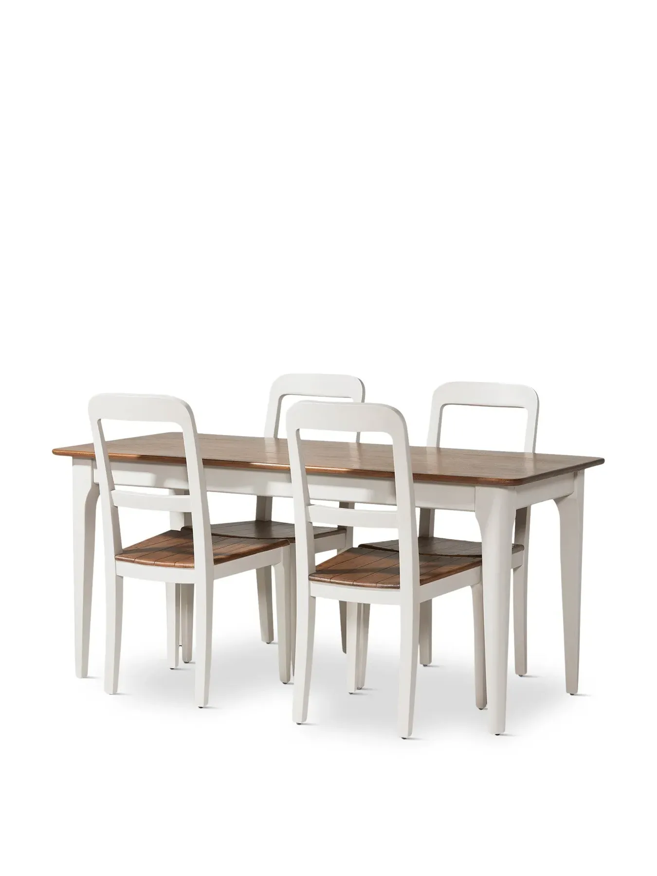 Small Dining Set with 5 Chairs - White, Mango Wood image