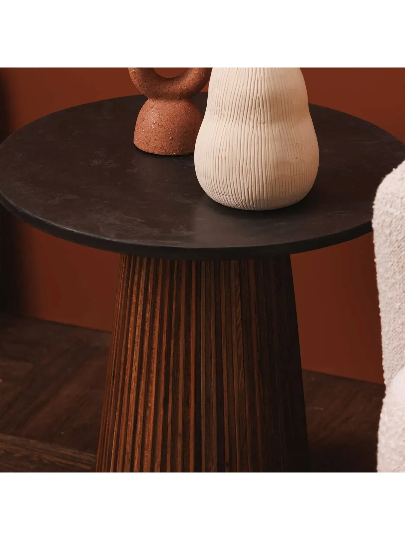 Small Round Coffee Table - Brown, Reclaimed Teak
