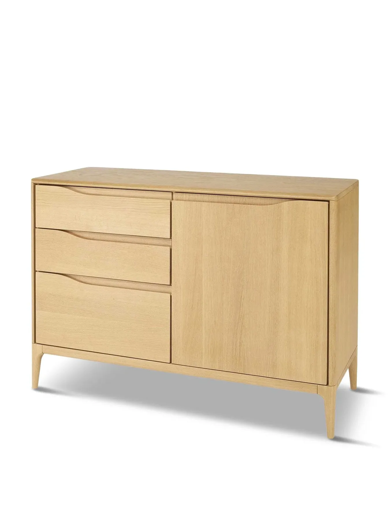 Small Sideboard with 1 Door 3 Drawers - Oak Wood image
