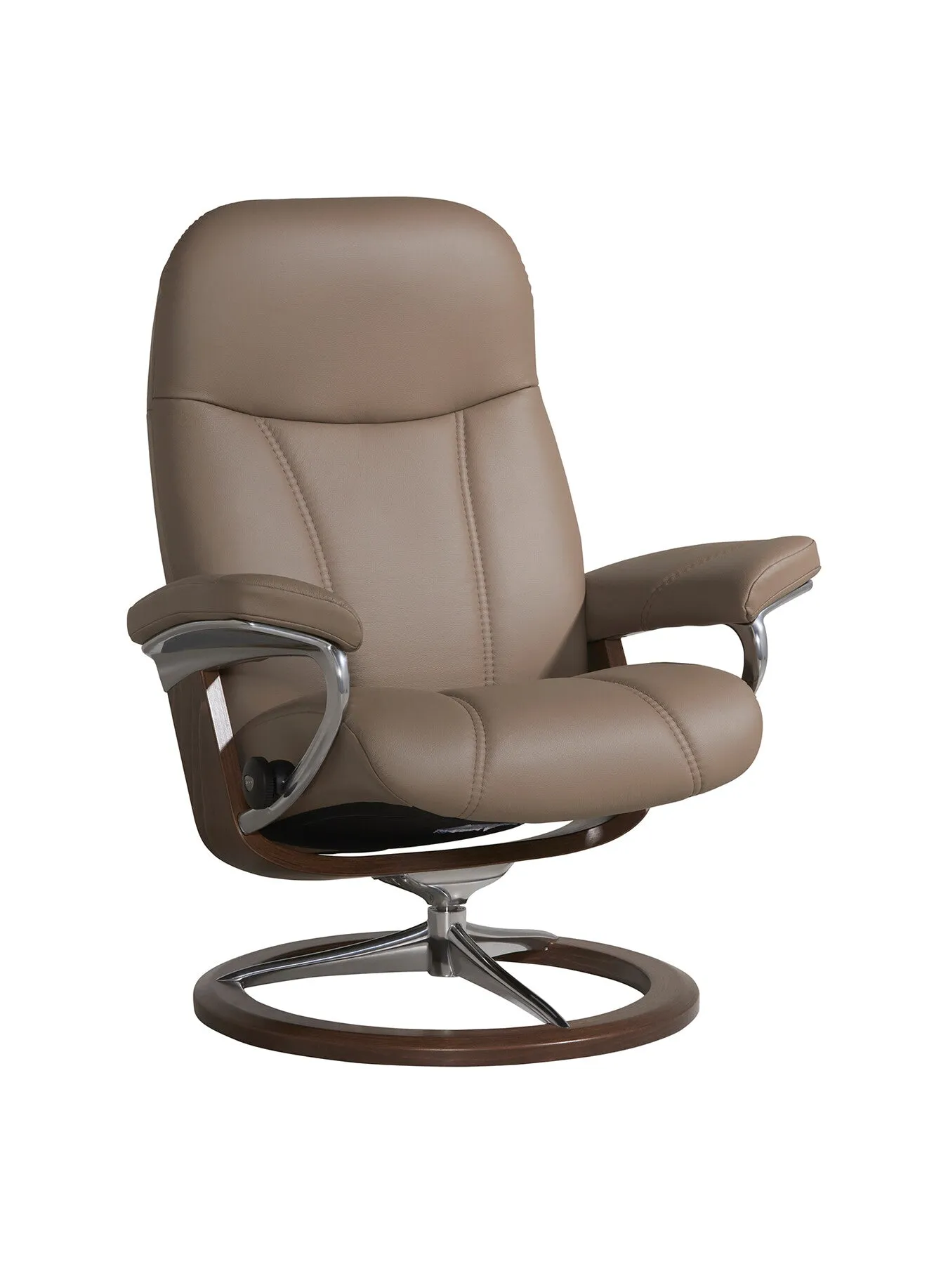 Small Signature Chair with Footstool - Brown, Leather