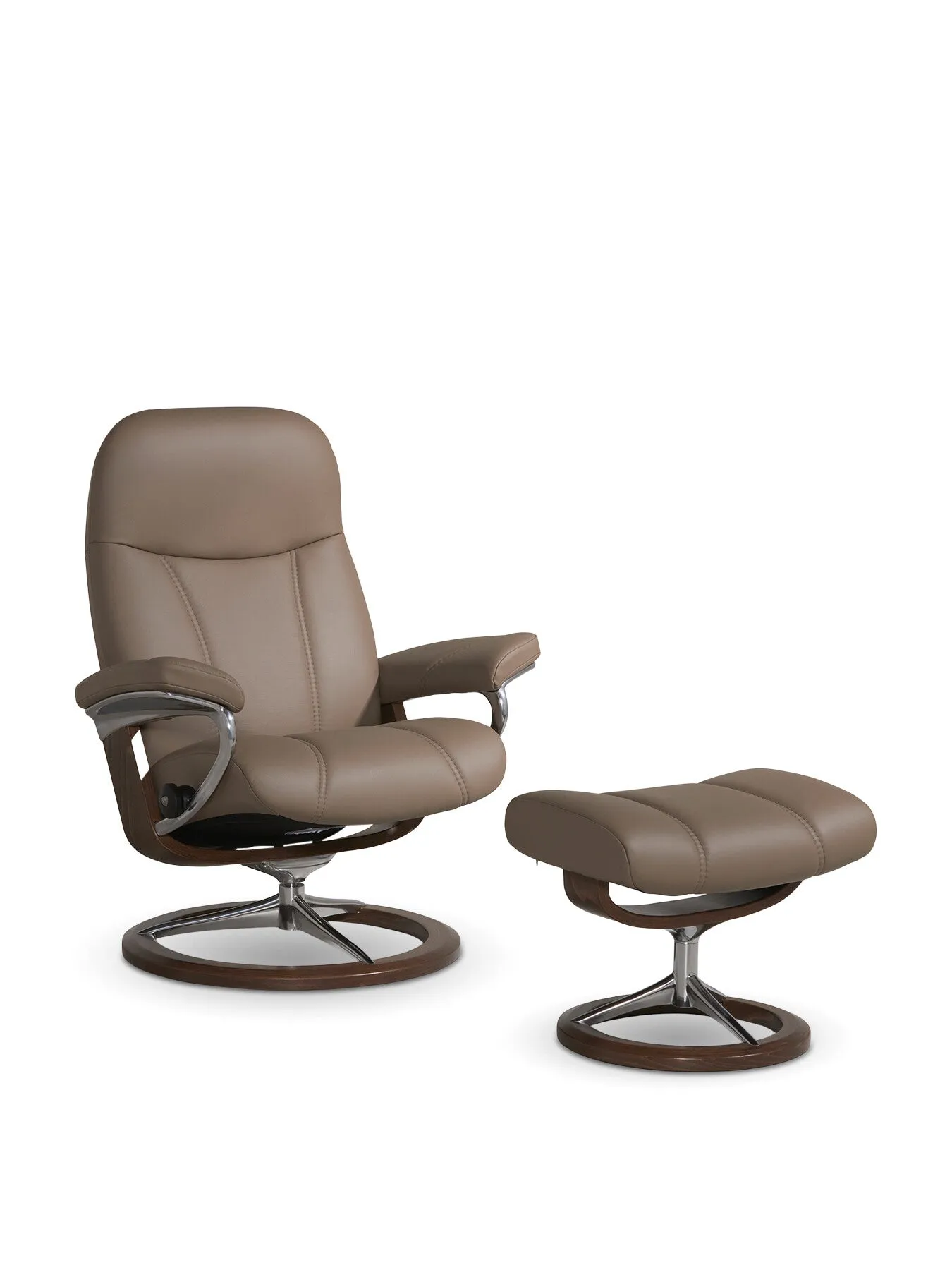Small Signature Chair with Footstool - Brown, Leather image