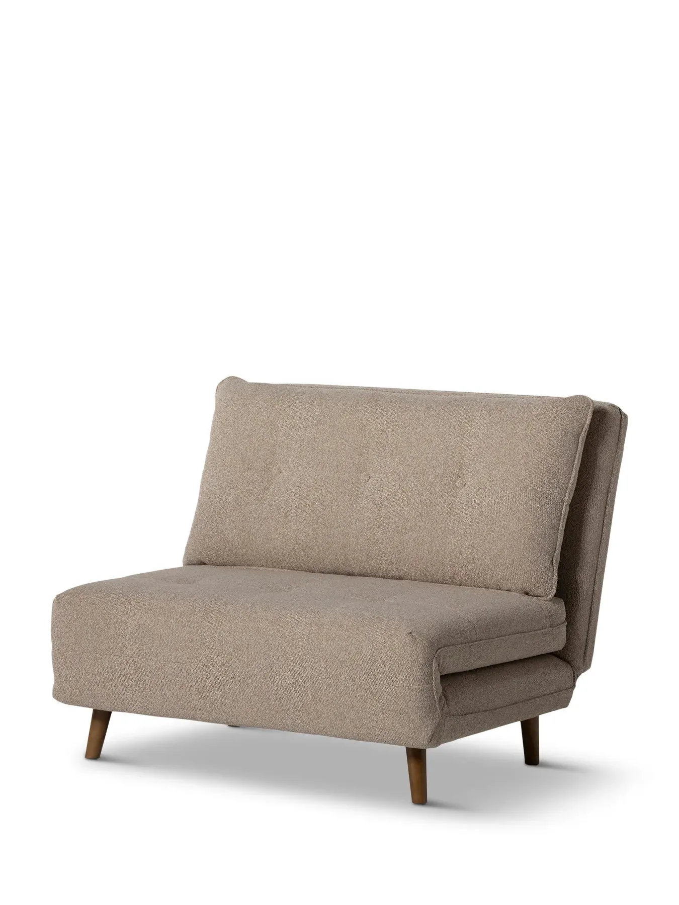 Sofa Bed with Wood Legs - Beige, Fabric