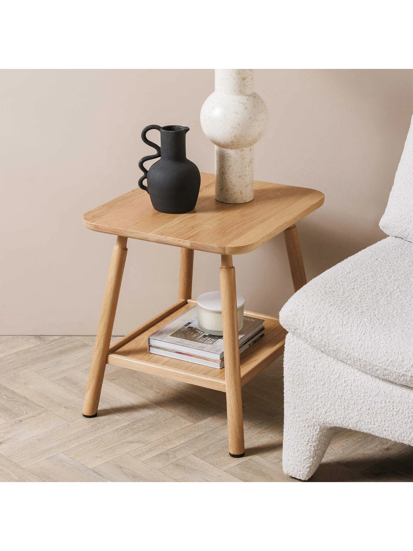 Square Side Table - Neutral, Oak Wood