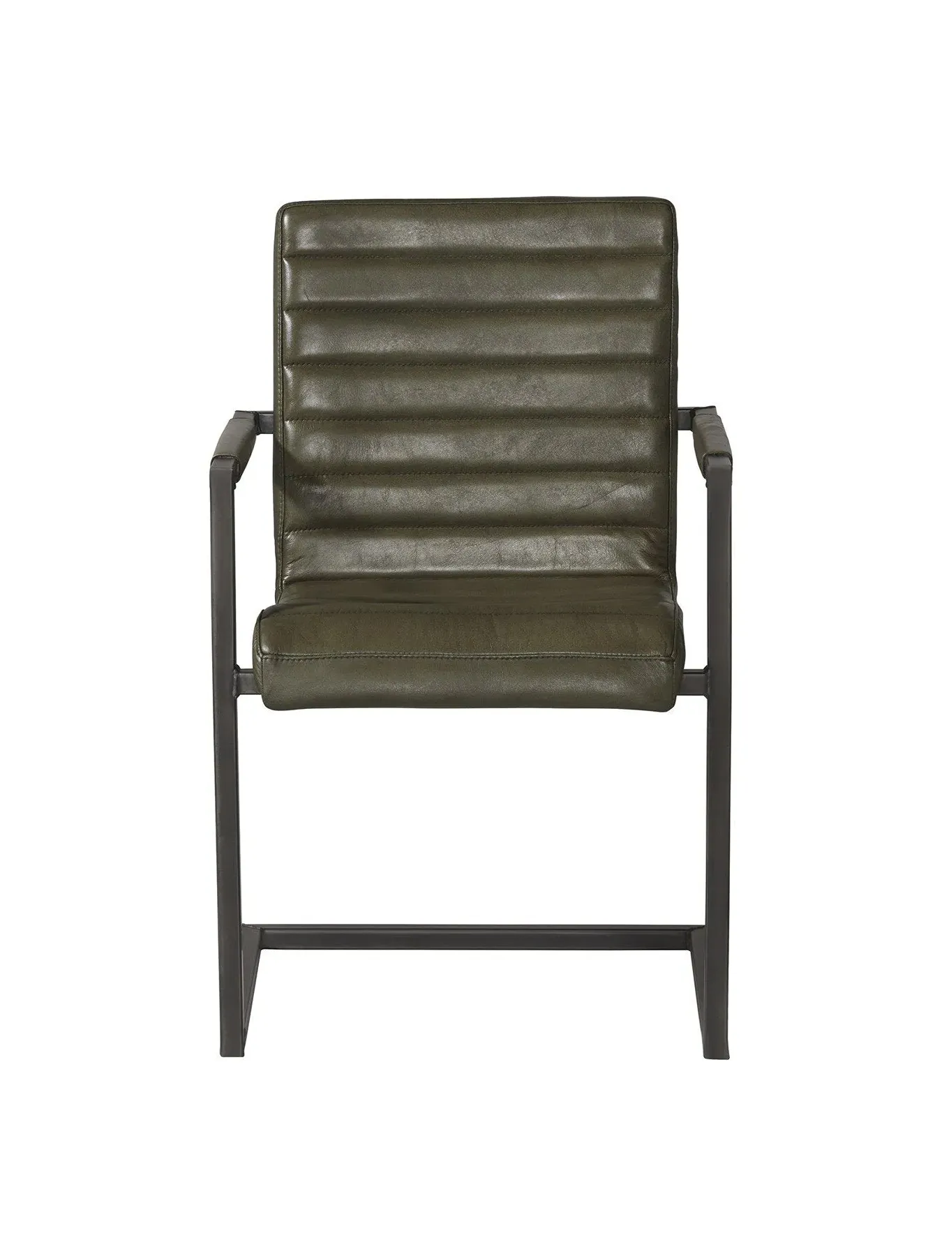 Stitched Dining Armchair - Green, Leather