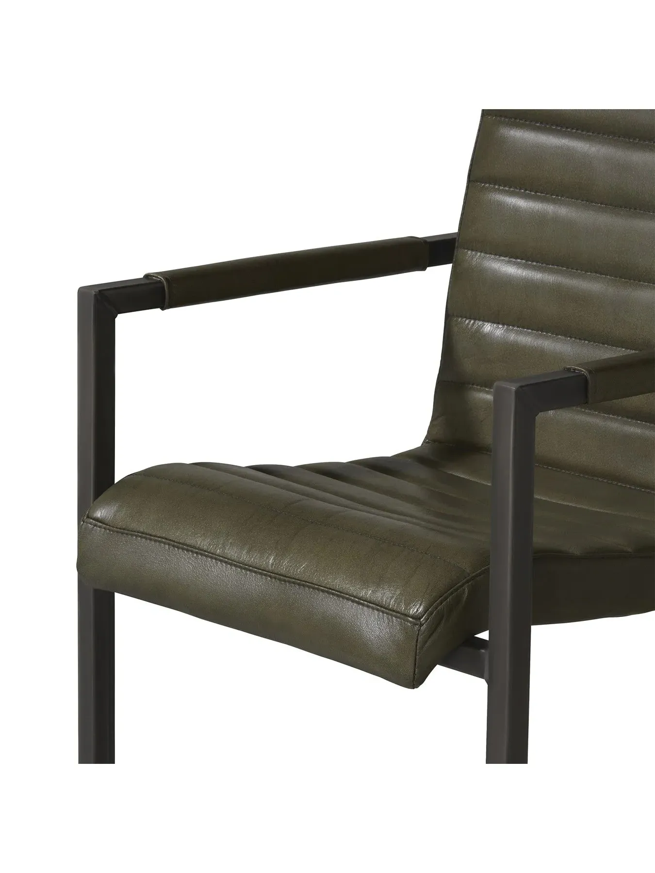 Stitched Dining Armchair - Green, Leather