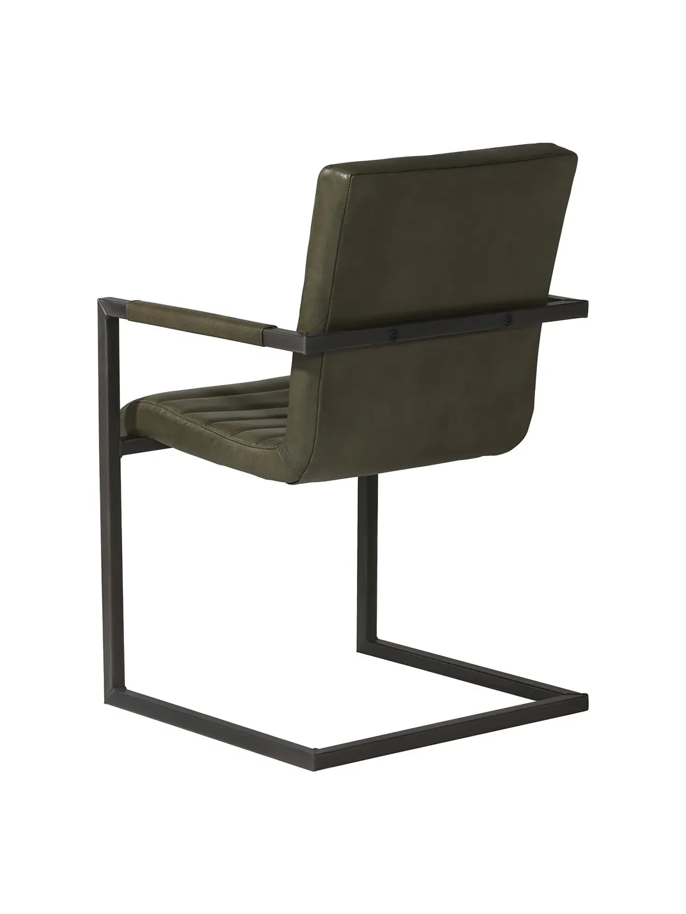 Stitched Dining Armchair - Green, Leather