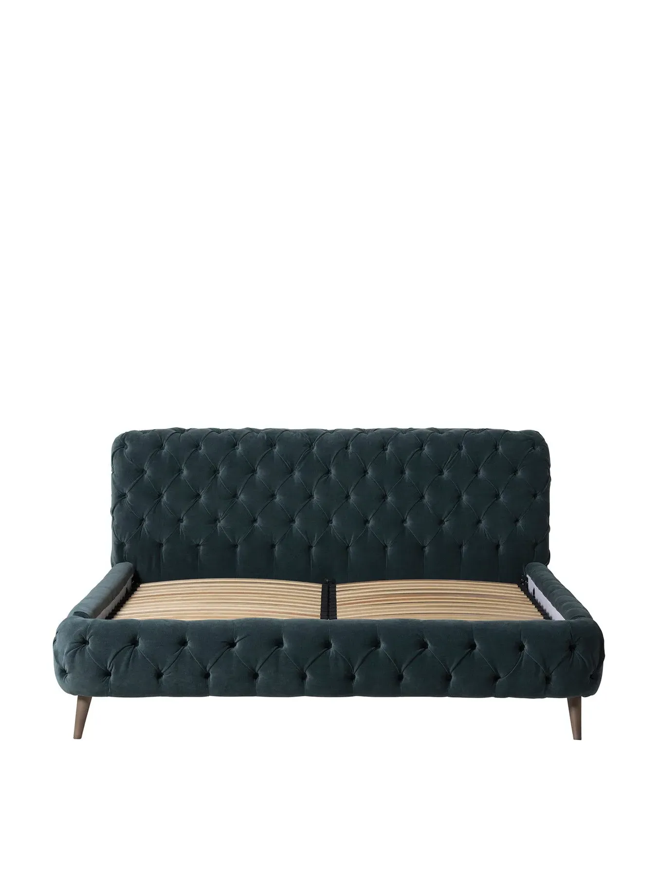 Super King Buttoned Bed Frame - Blue, Fabric