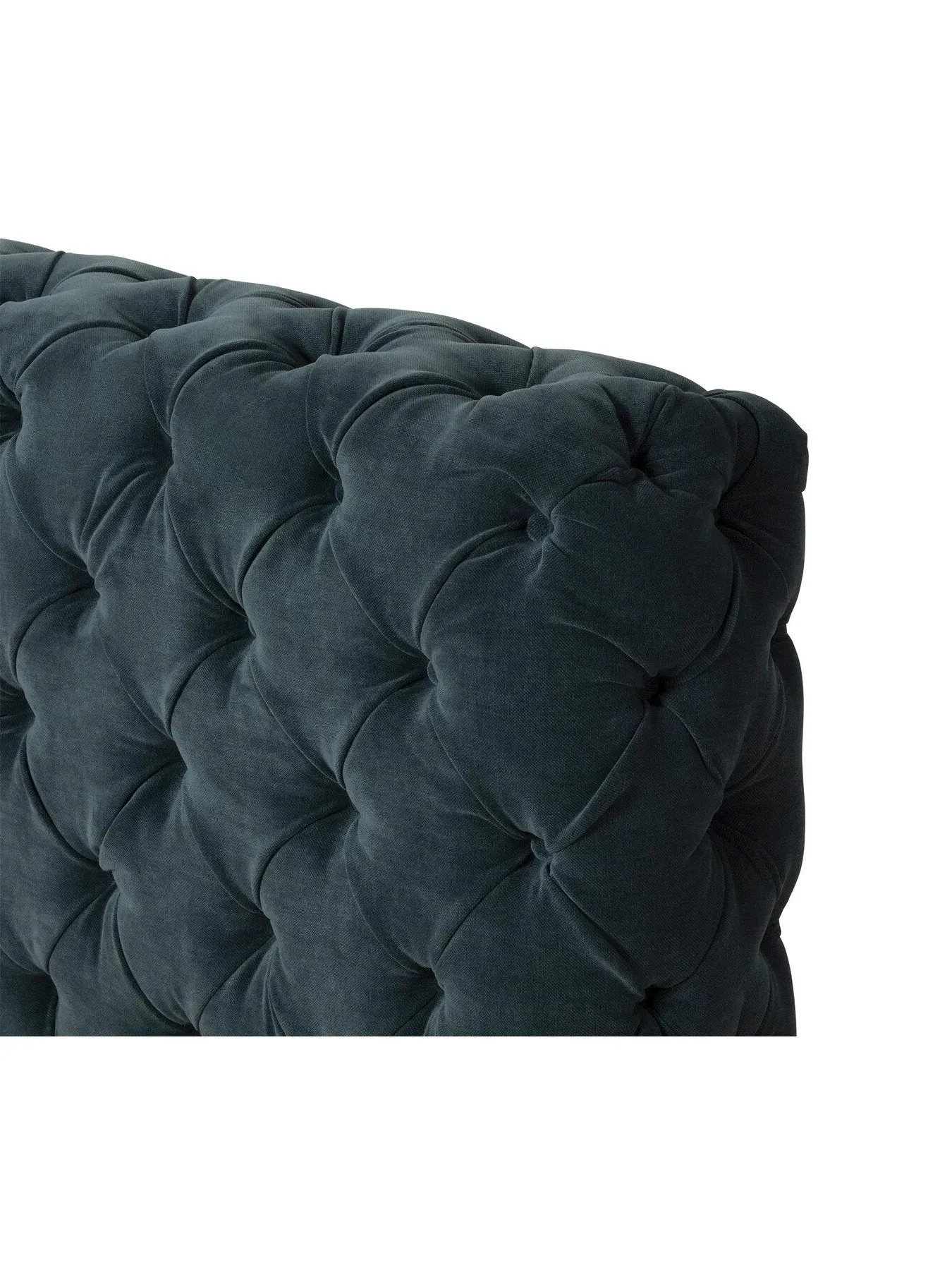 Super King Buttoned Bed Frame - Blue, Fabric