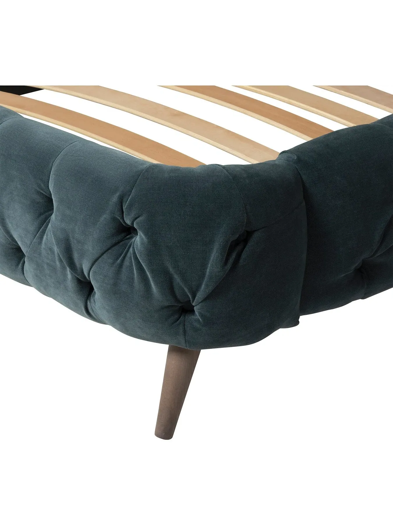 Super King Buttoned Bed Frame - Blue, Fabric