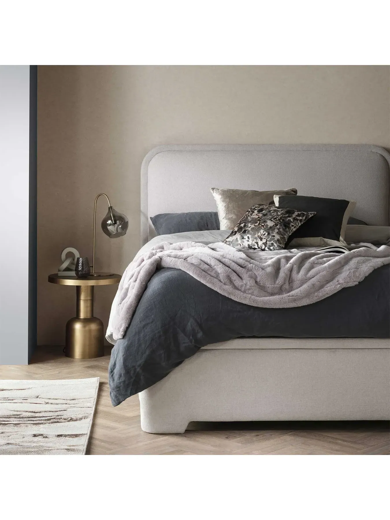 Super King Ottoman Bed Frame - Grey, Fabric
