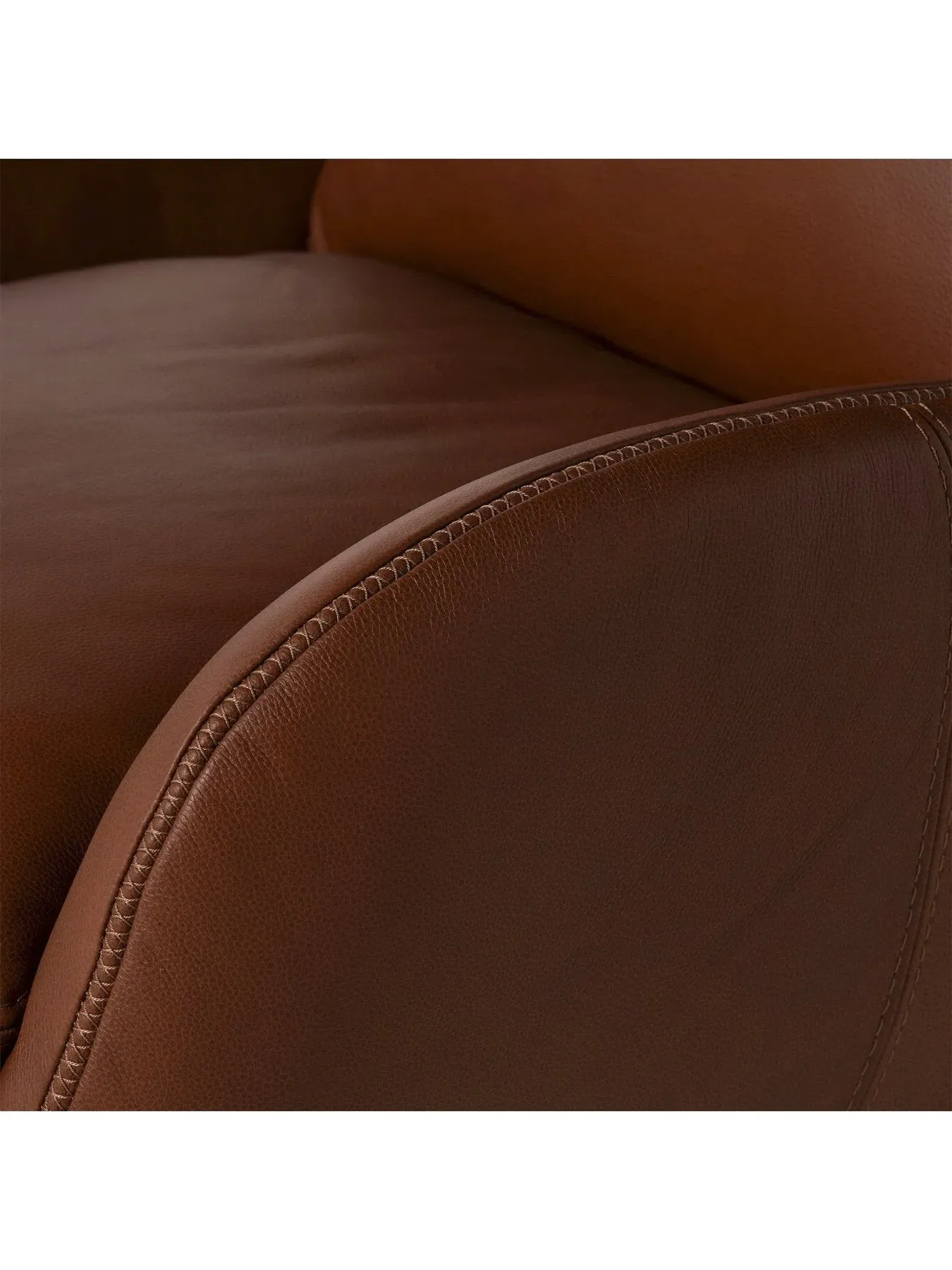 Swivel Armchair with High Back - Brown, Leather