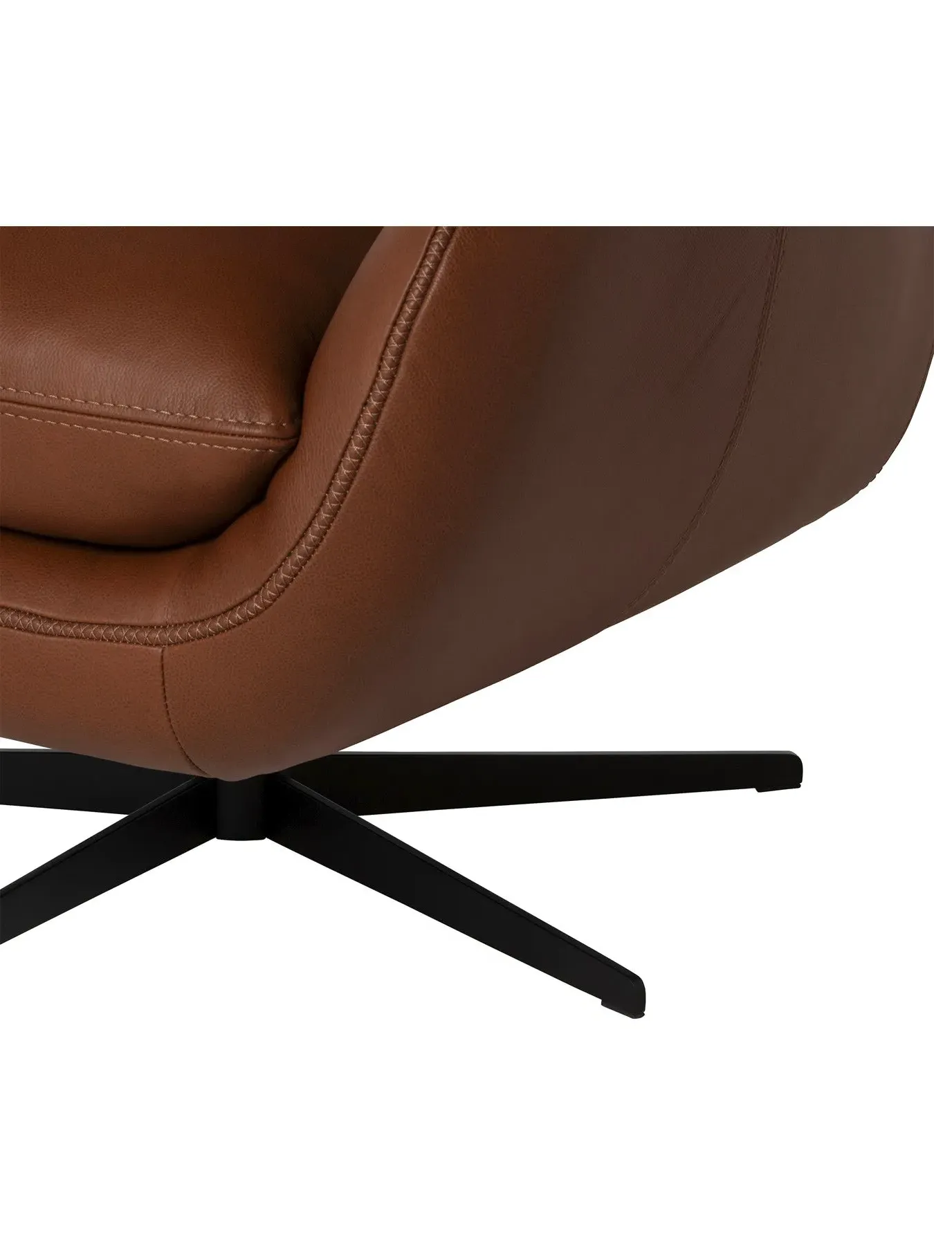 Swivel Armchair with High Back - Brown, Leather