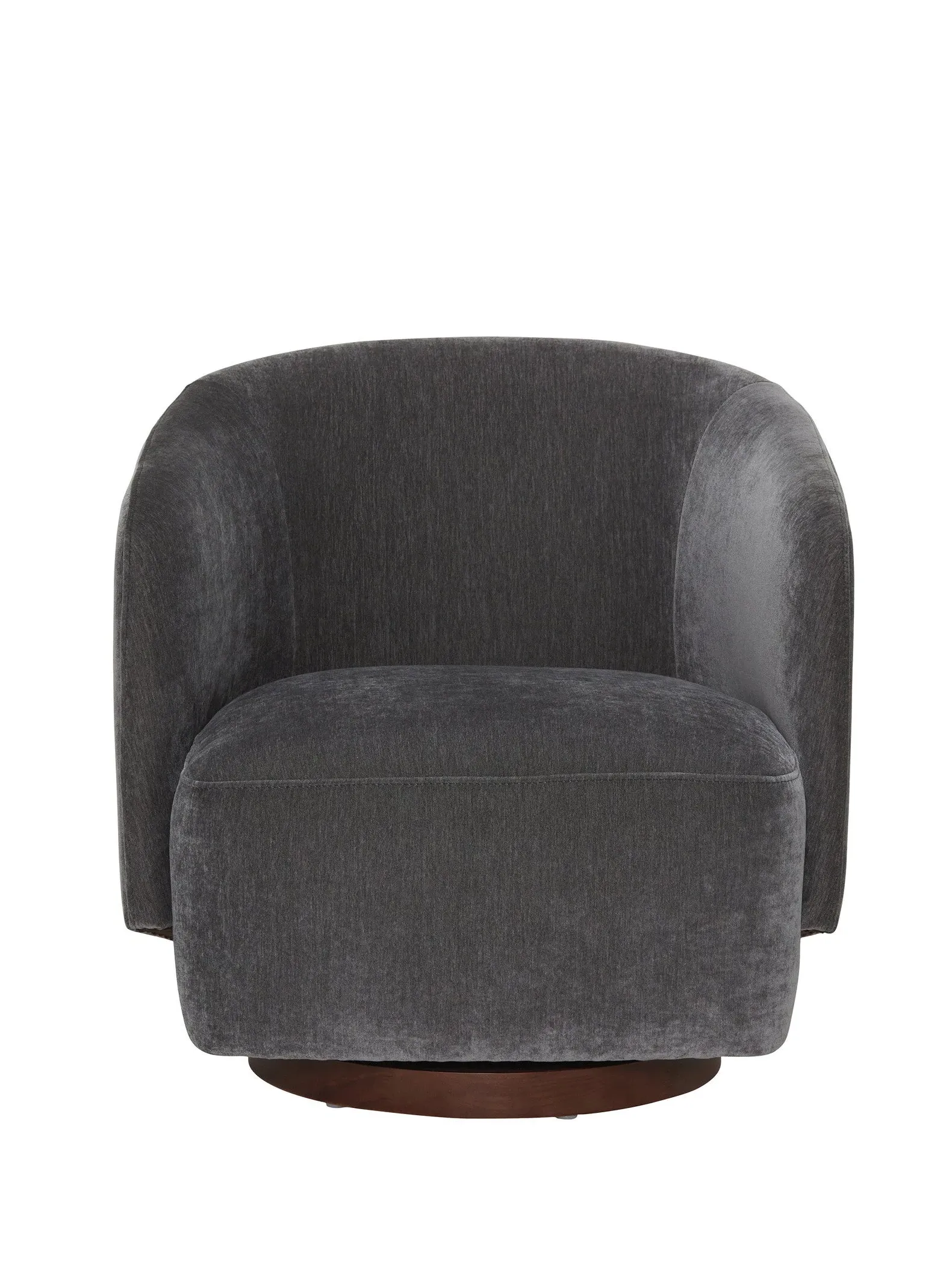 Swivel Armchair with Plush Upholstery - Grey, Velvet