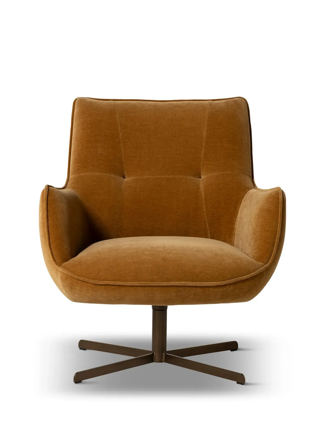 Swivel Armchair with Quilted Design - Orange