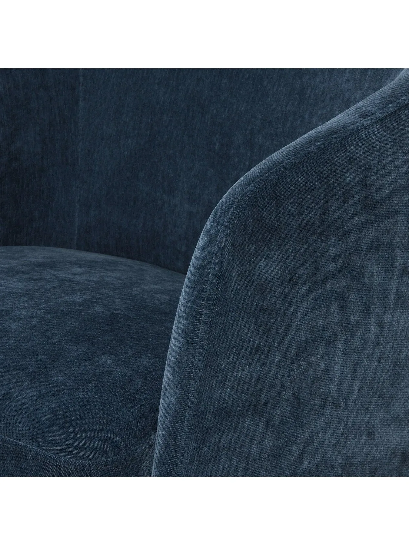 Swivel Armchair with Wooden Base - Blue, Velvet