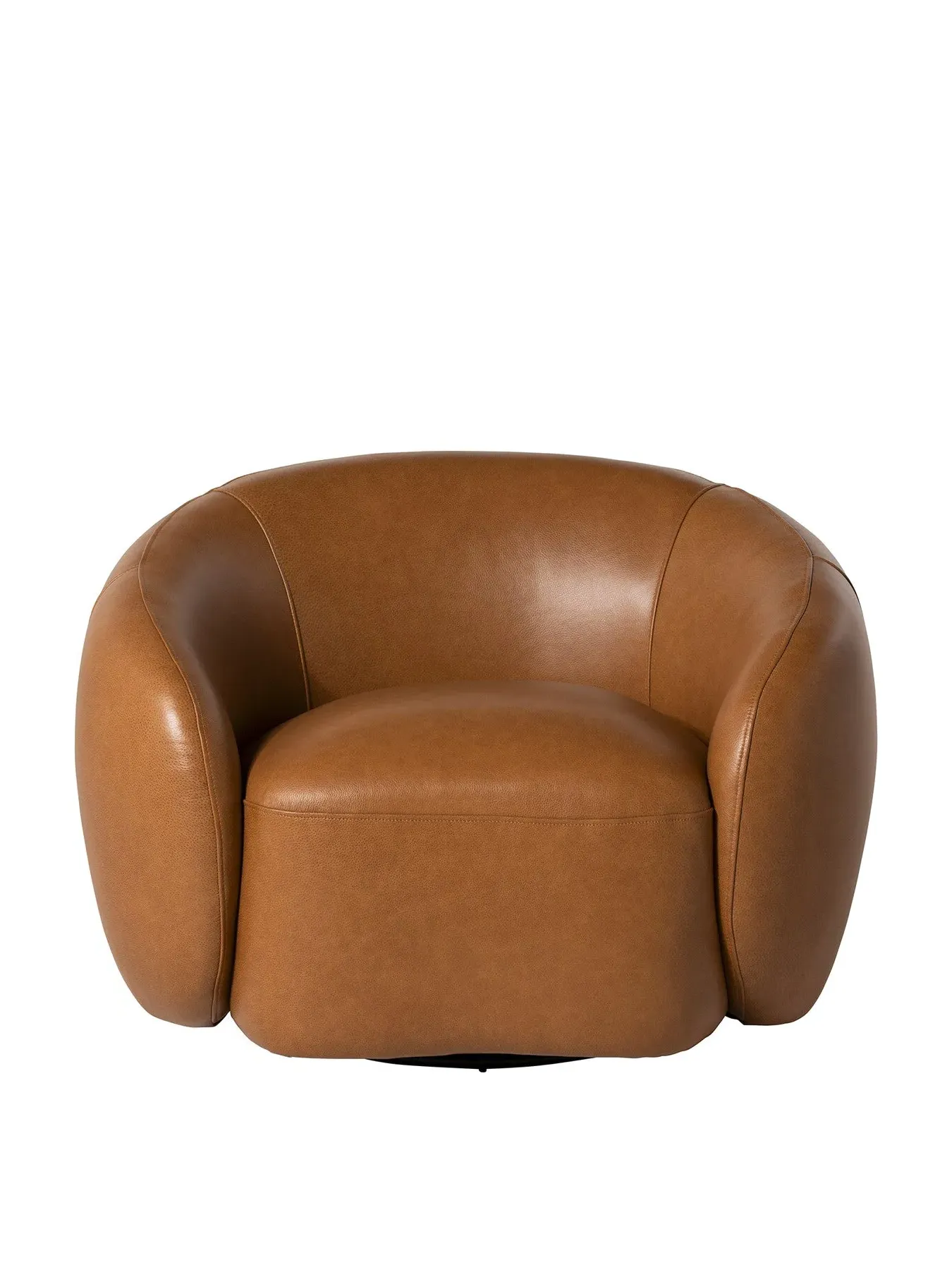 Swivel Chair with Cushioning - Brown, Leather