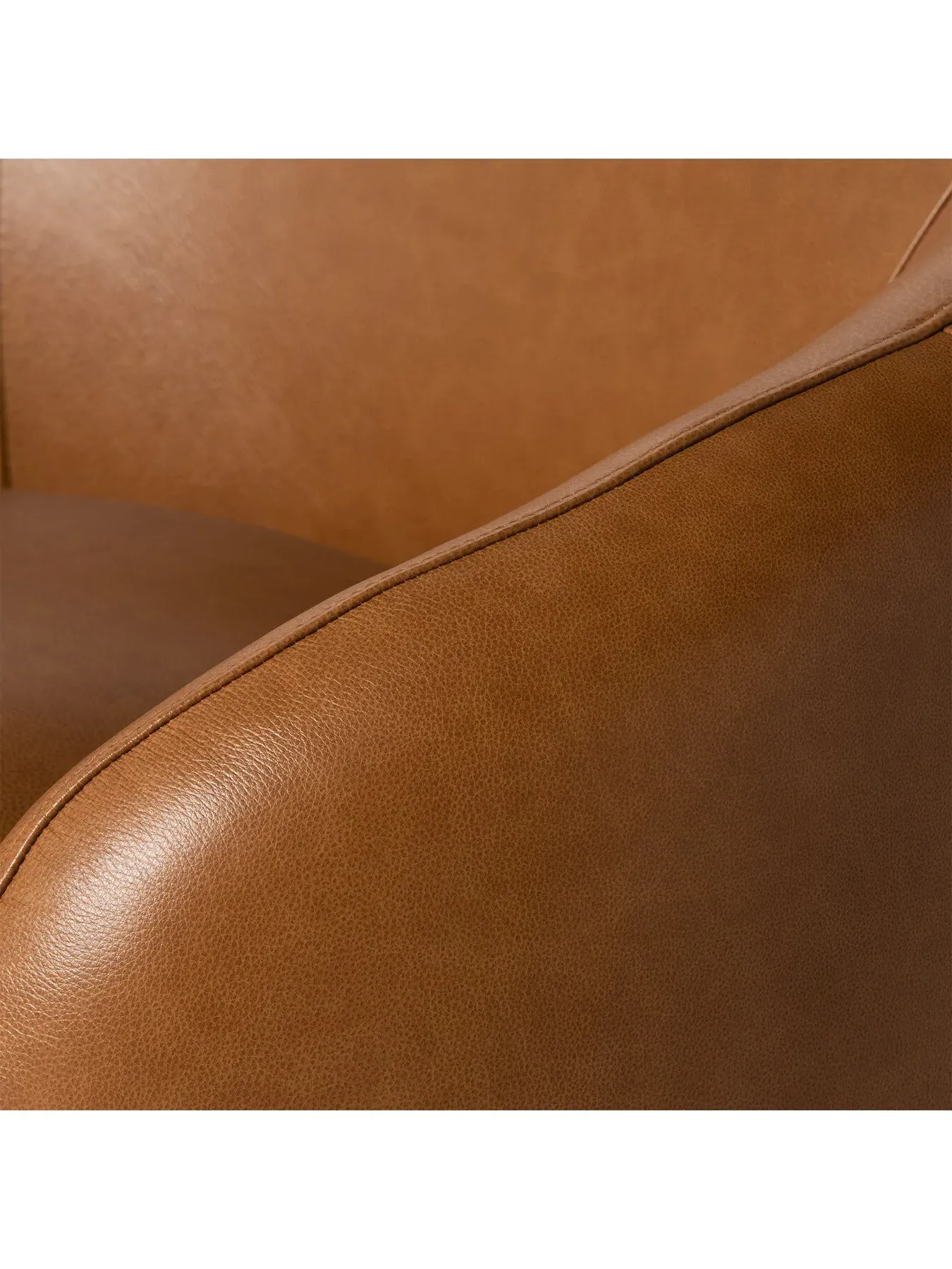 Swivel Chair with Cushioning - Brown, Leather