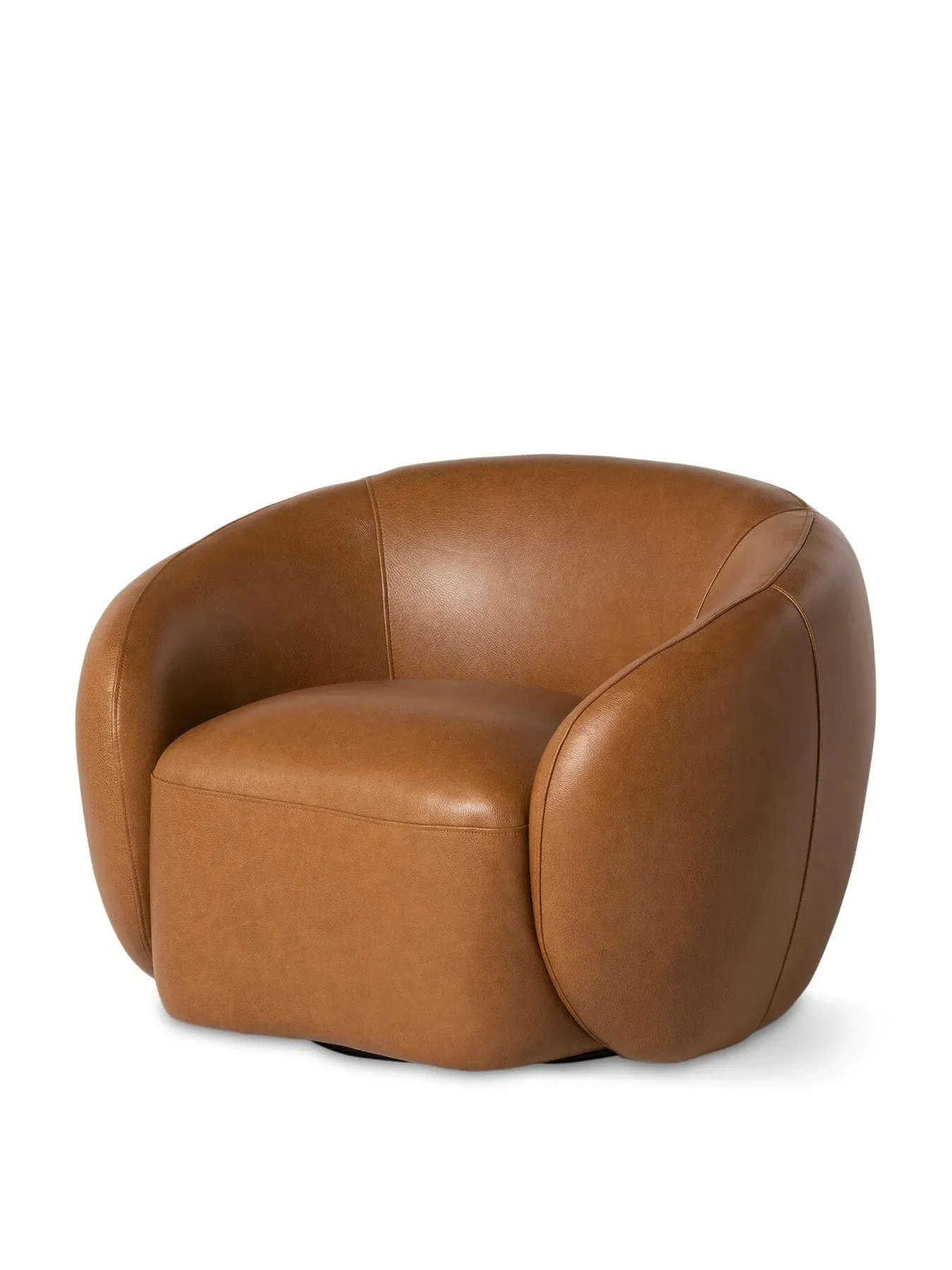 Swivel Chair with Cushioning - Brown, Leather image