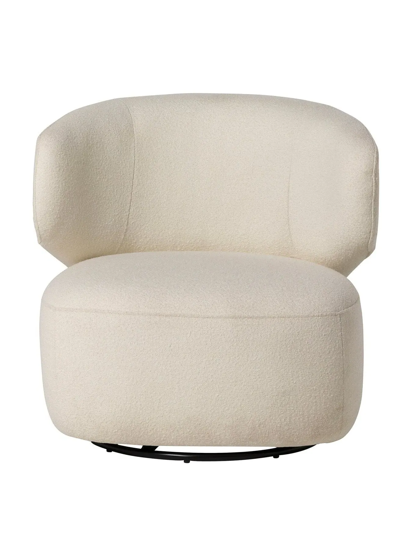 Swivel Chair with Fixed Cushion - Ivory, Wool