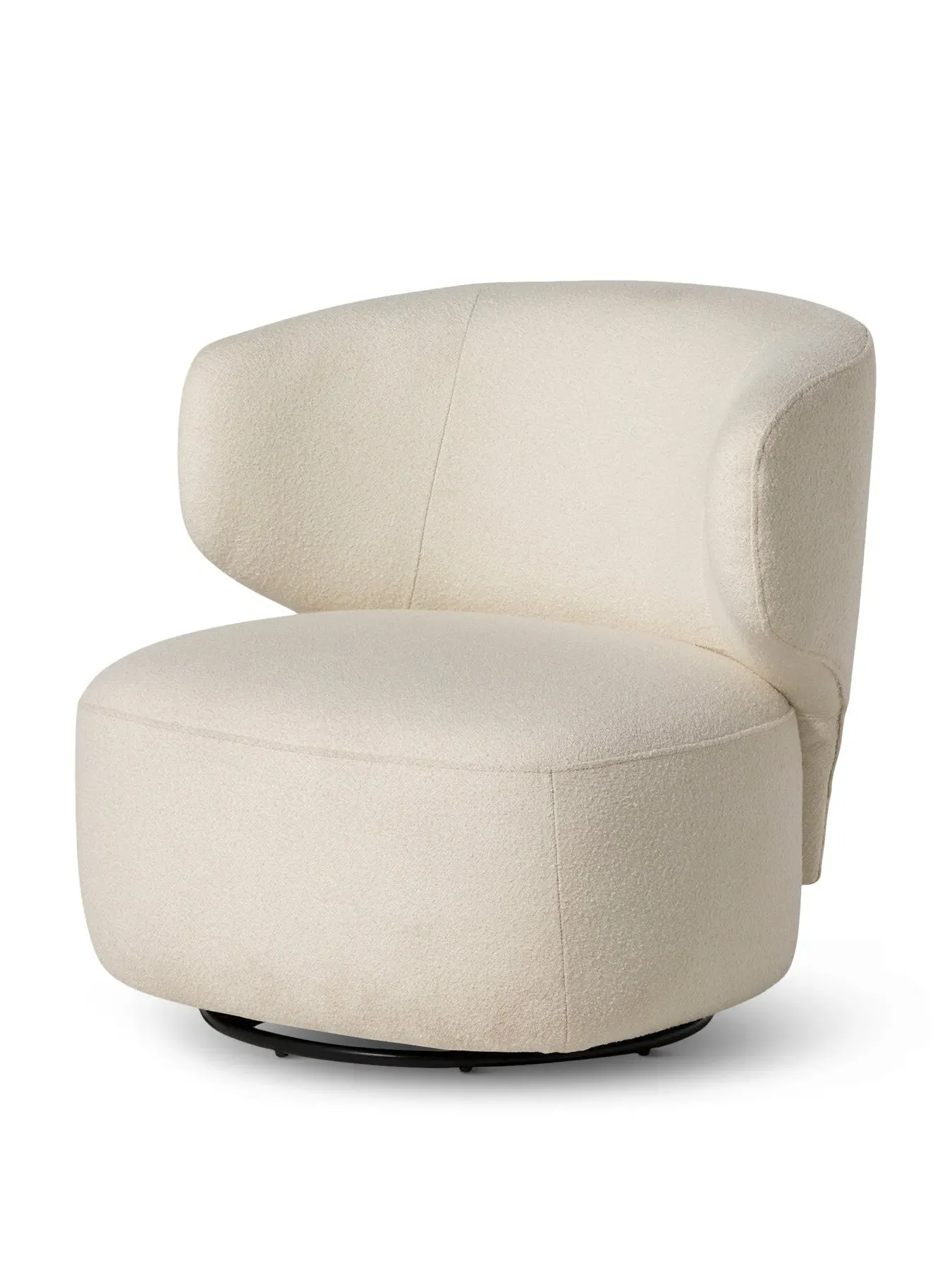 Swivel Chair with Fixed Cushion - Ivory, Wool image