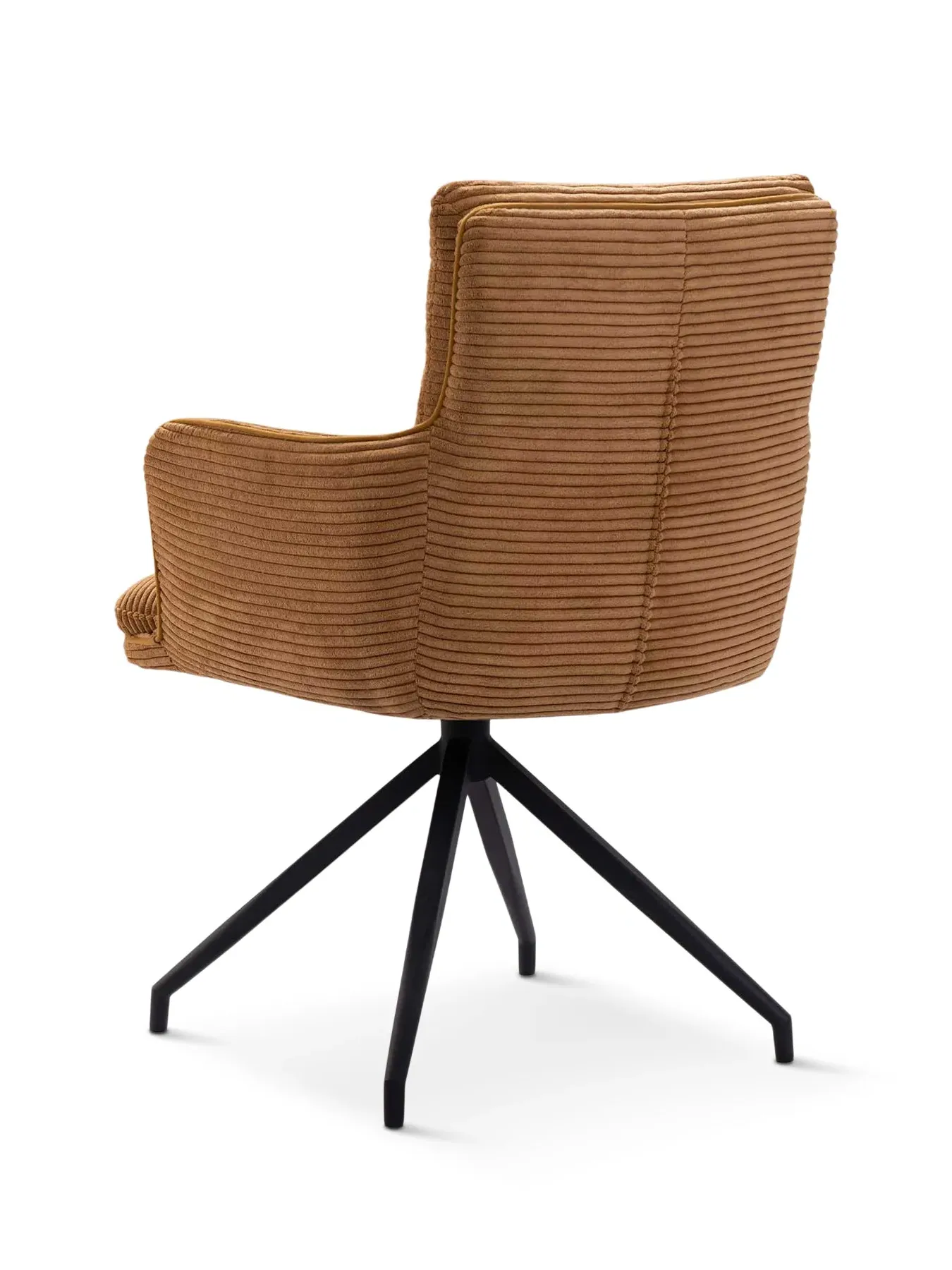 Swivel Dining Chair with High Arms - Orange, Velvet