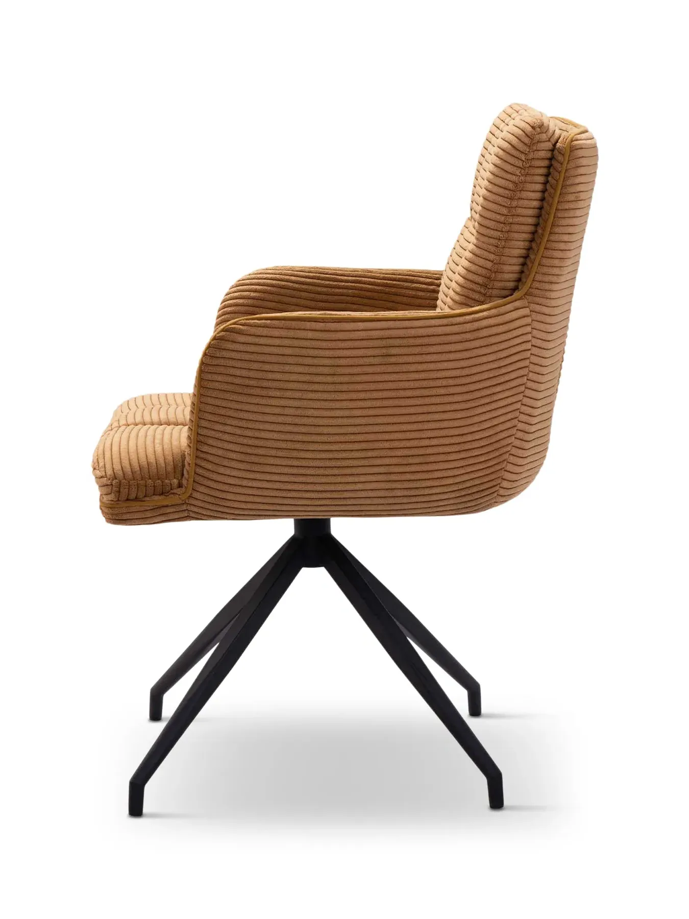 Swivel Dining Chair with High Arms - Orange, Velvet