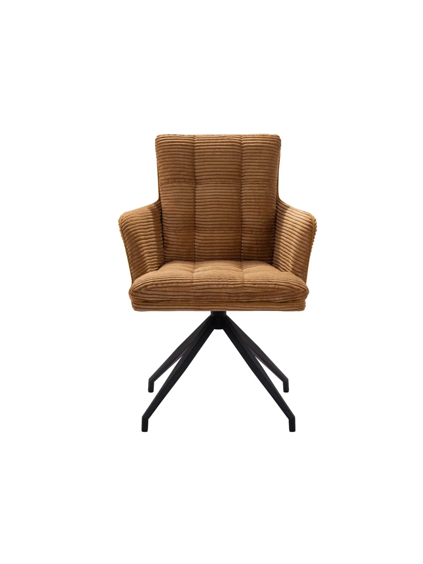 Swivel Dining Chair with High Arms - Orange, Velvet image