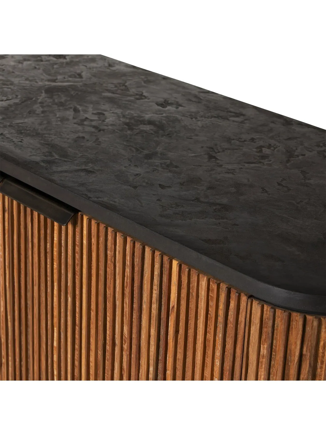 Tall Cabinet with Fluted Design - Brown, Teak