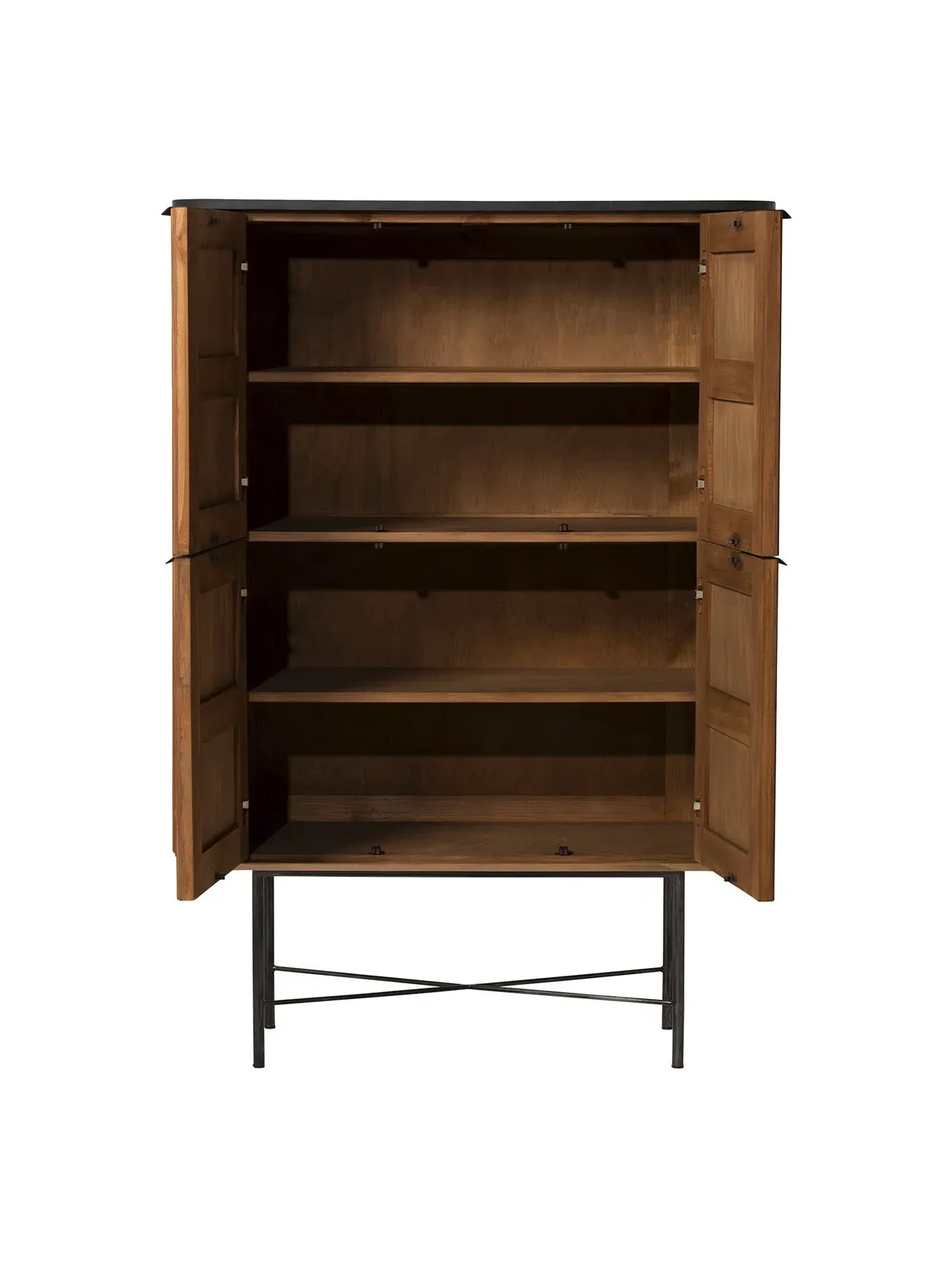 Tall Cabinet with Fluted Design - Brown, Teak