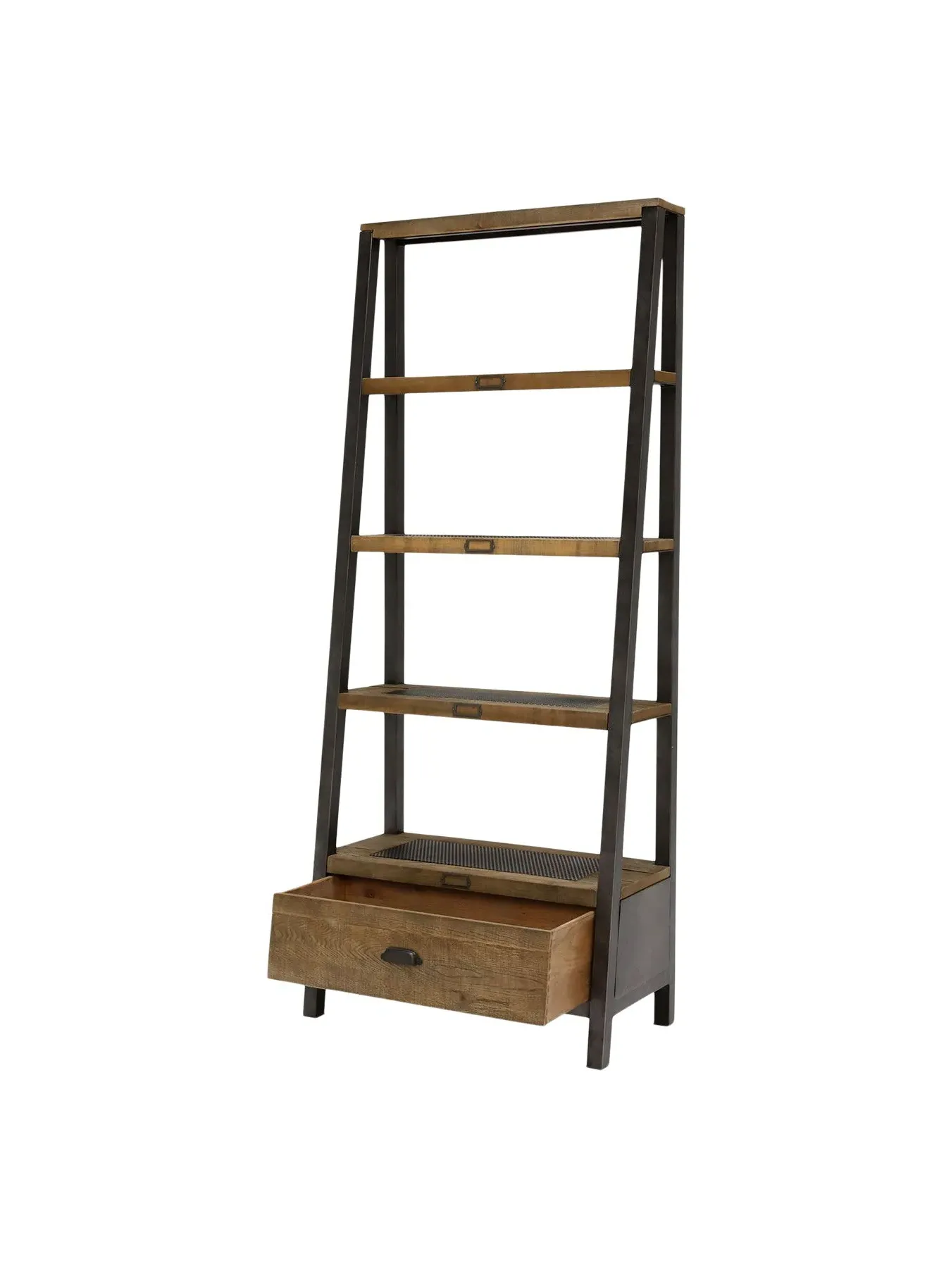 Tapered Shelving Unit with Drawer - Brown