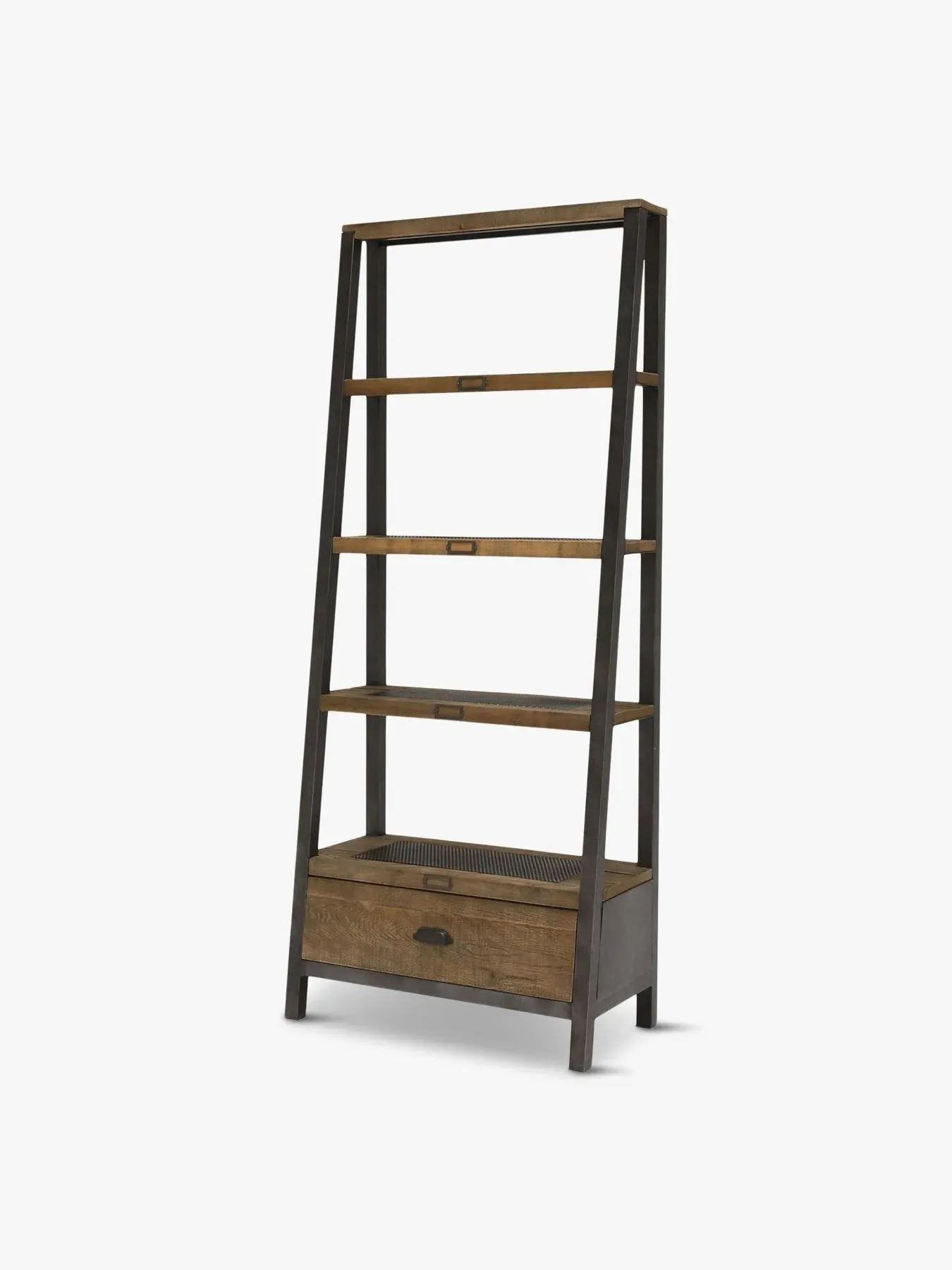 Tapered Shelving Unit with Drawer - Brown image