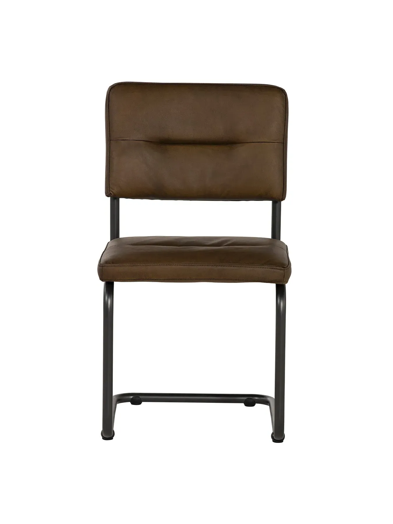 Tufted Dining Chair with Cantilever - Brown, Leather