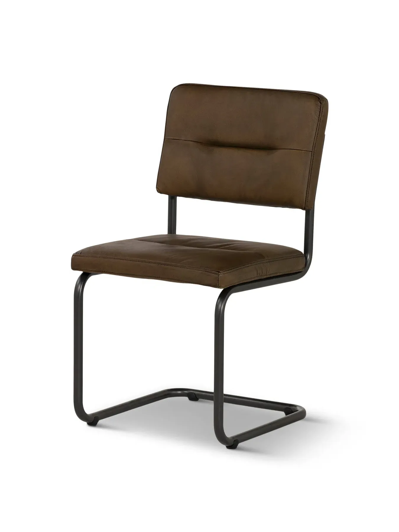 Tufted Dining Chair with Cantilever - Brown, Leather image