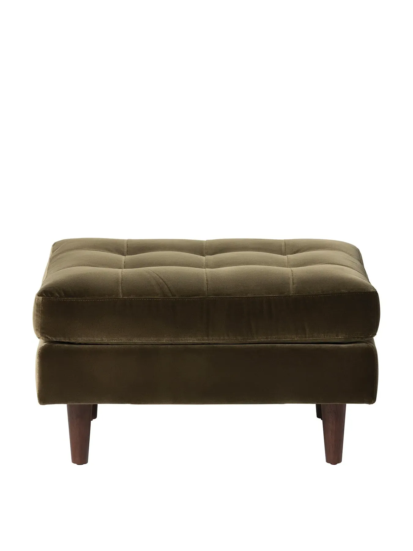 Tufted Footstool Ottoman - Green, Velvet