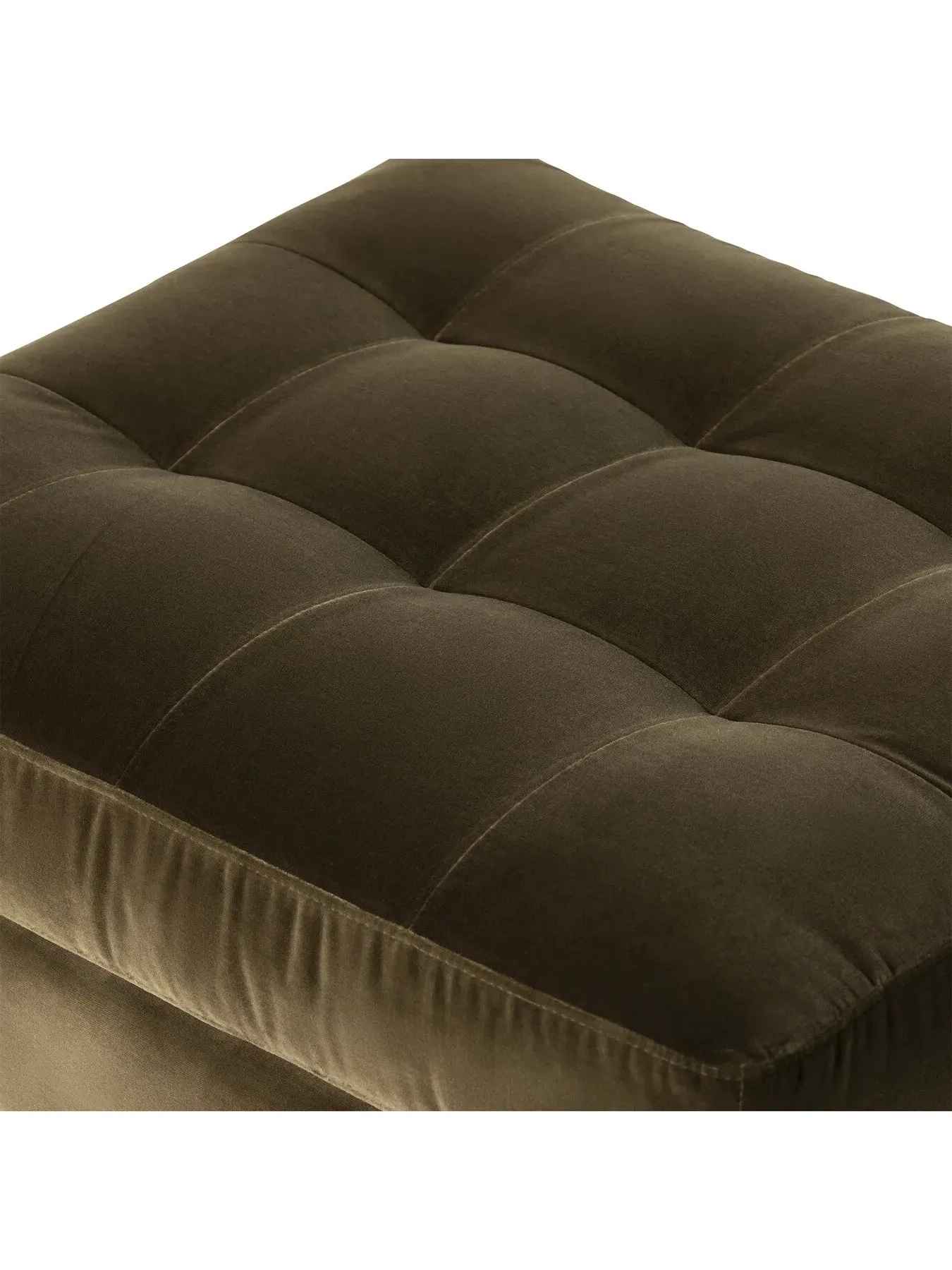 Tufted Footstool Ottoman - Green, Velvet