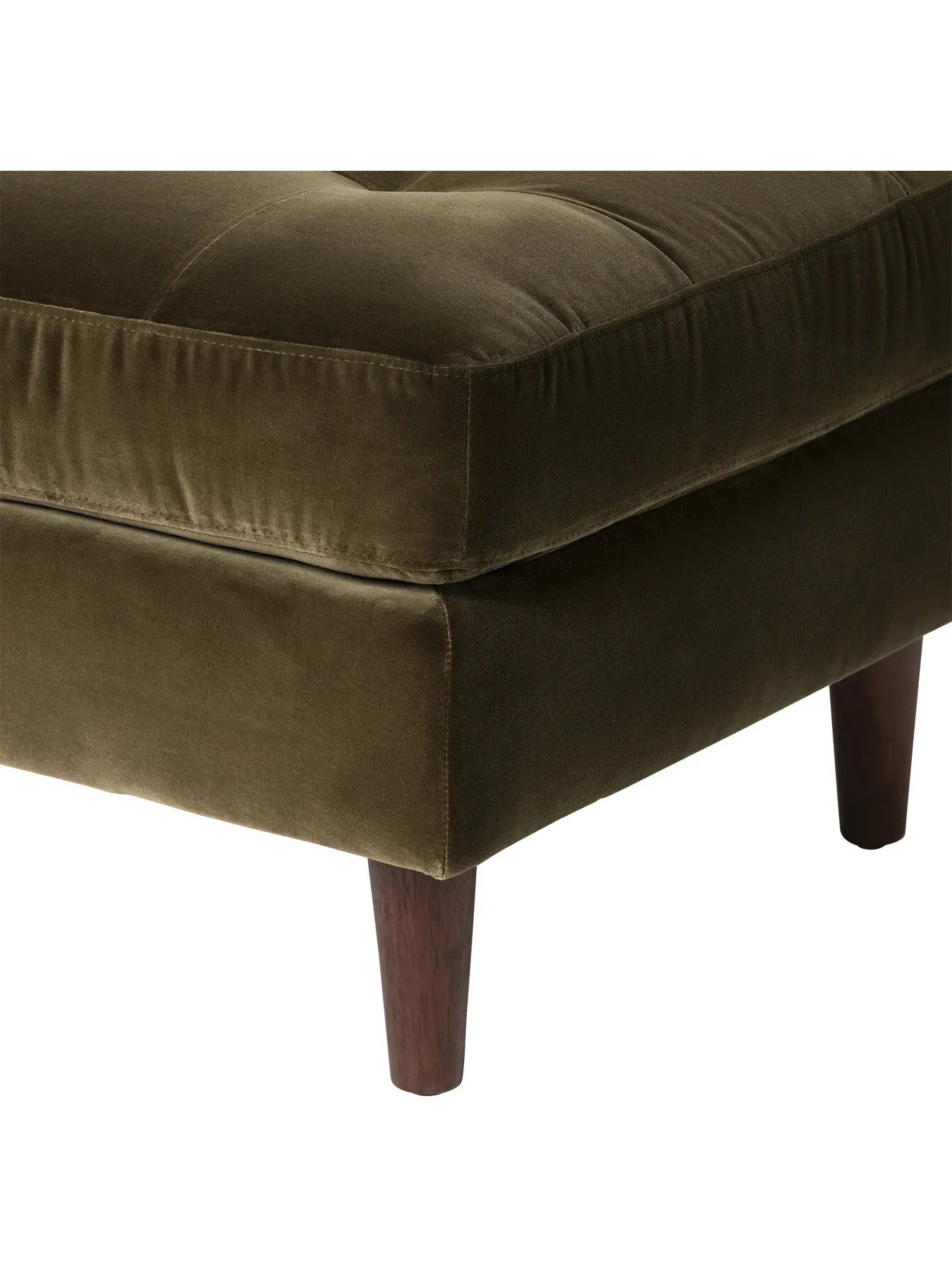 Tufted Footstool Ottoman - Green, Velvet