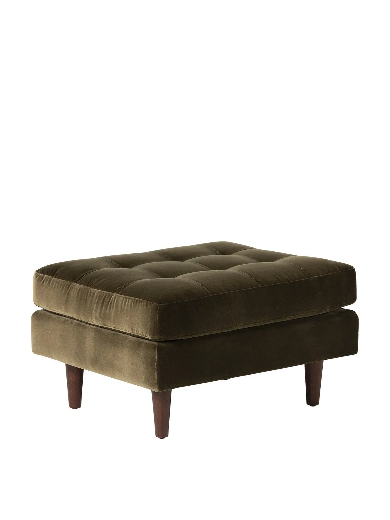 Tufted Footstool Ottoman - Green, Velvet