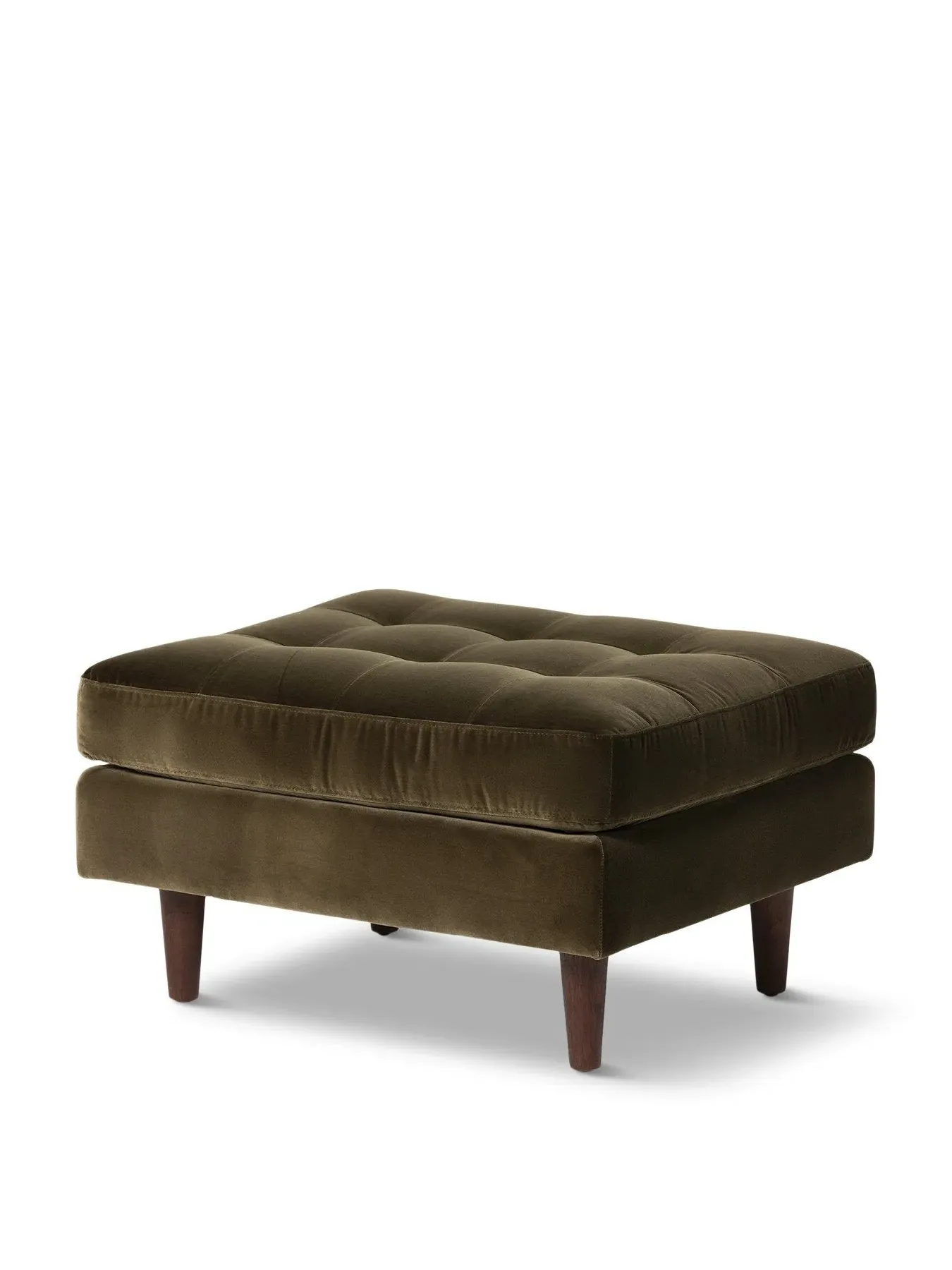 Tufted Footstool Ottoman - Green, Velvet image