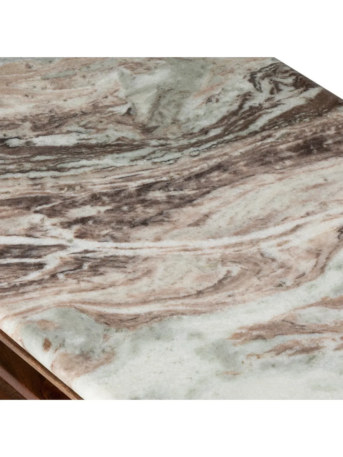 TV Unit with Marble Top - Brown, Acacia Wood