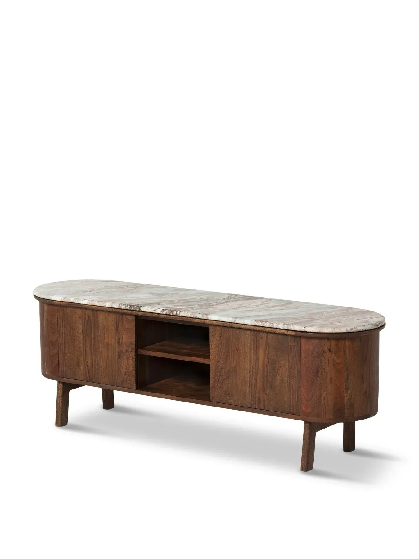 TV Unit with Marble Top - Brown, Acacia Wood image
