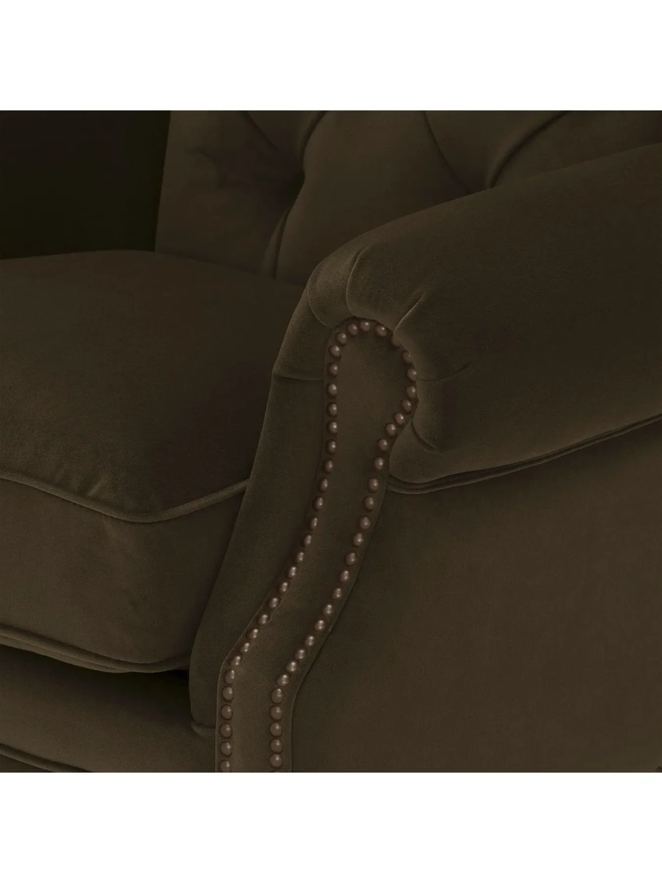 Wing Chair with Button Tufting - Green, Velvet