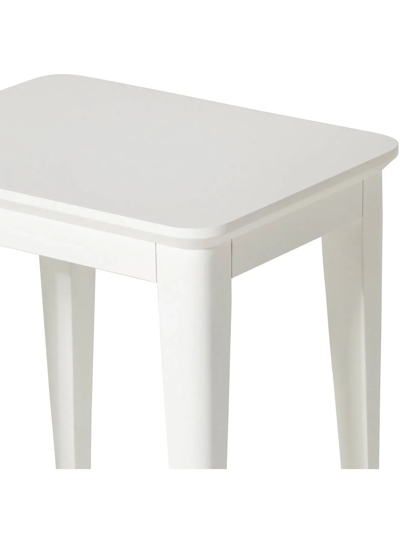 Wooden Dressing Table Stool - White, Acacia Wood