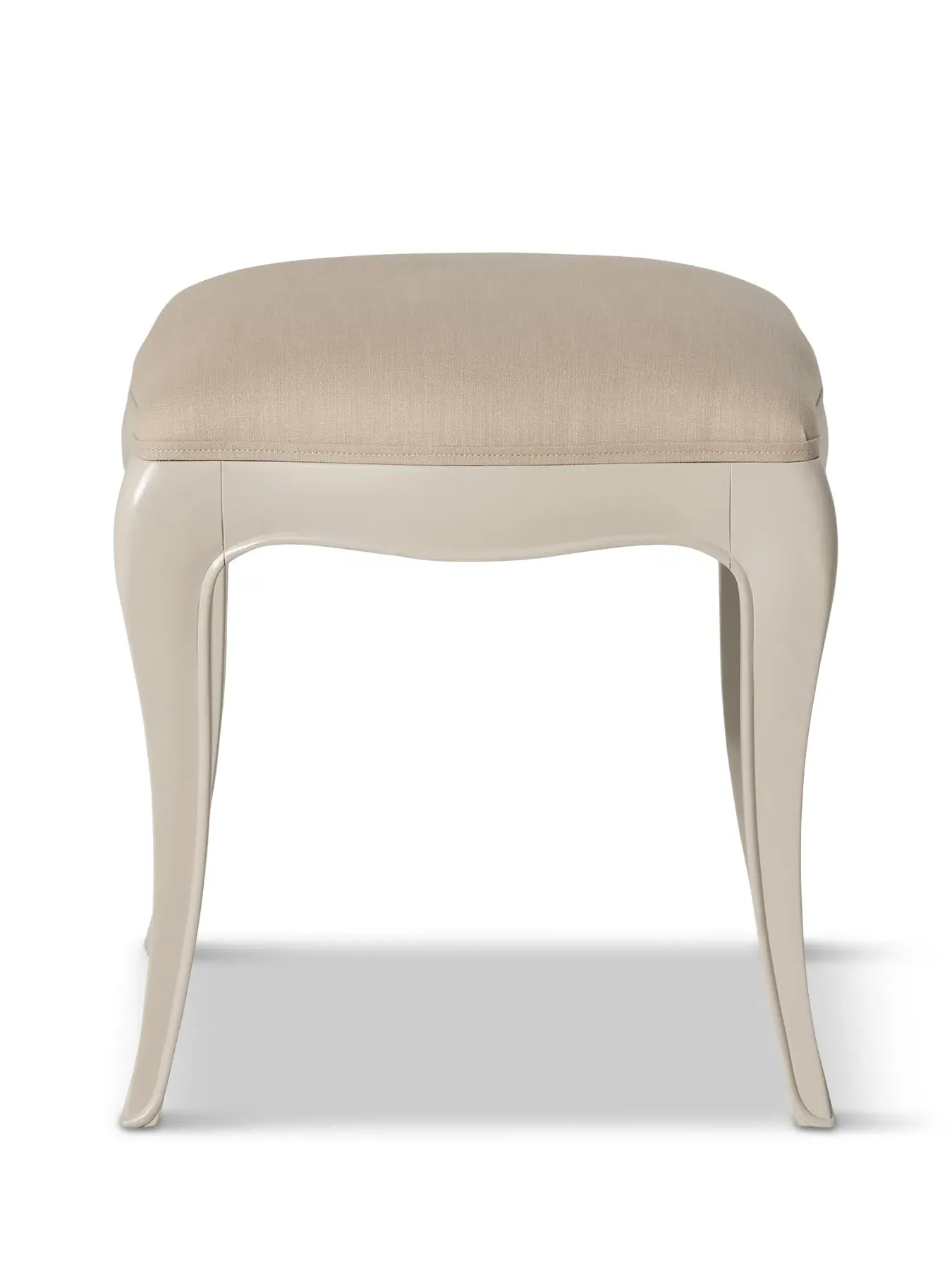Wooden Stool with Fabric Seat - White