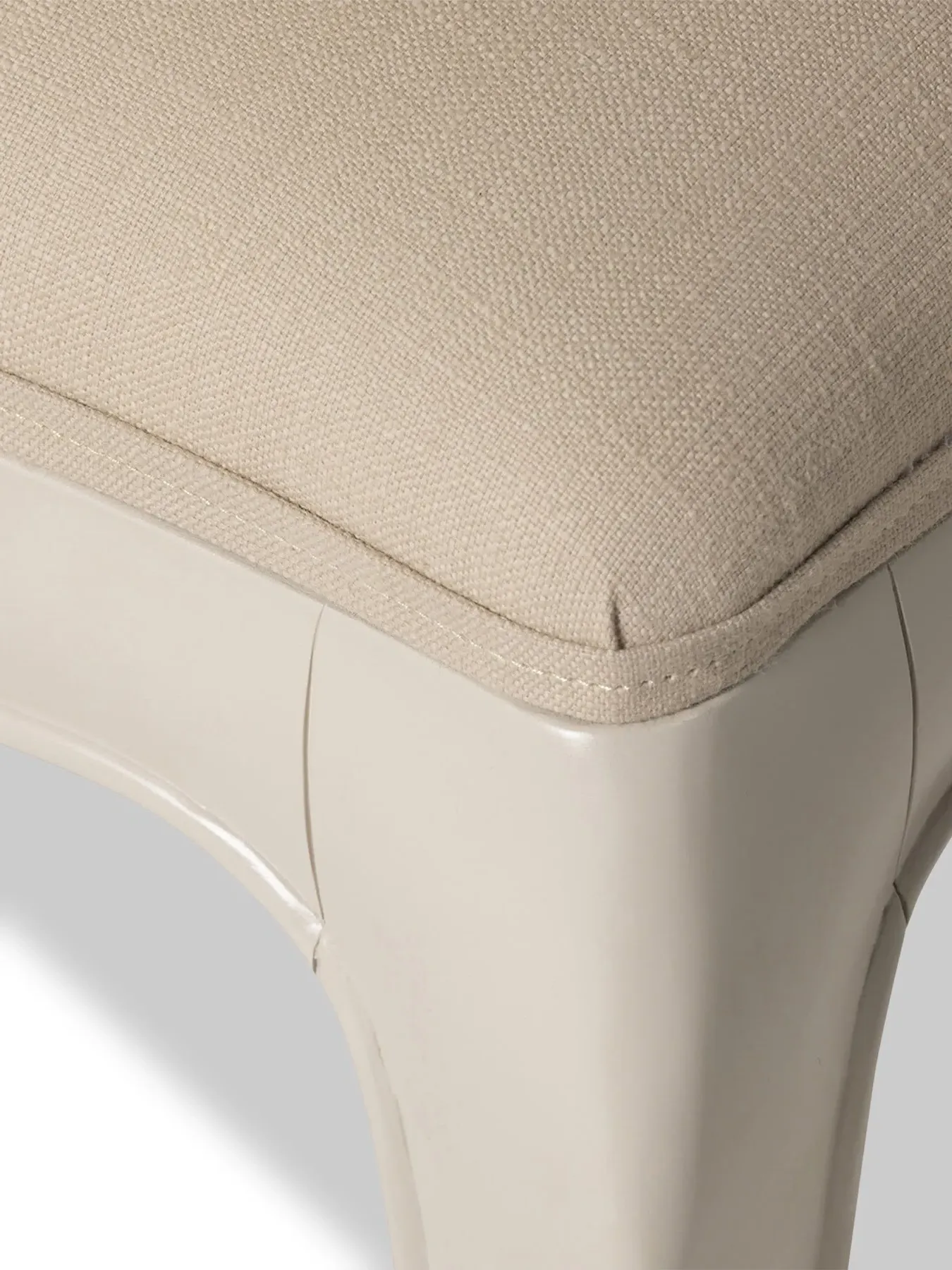 Wooden Stool with Fabric Seat - White