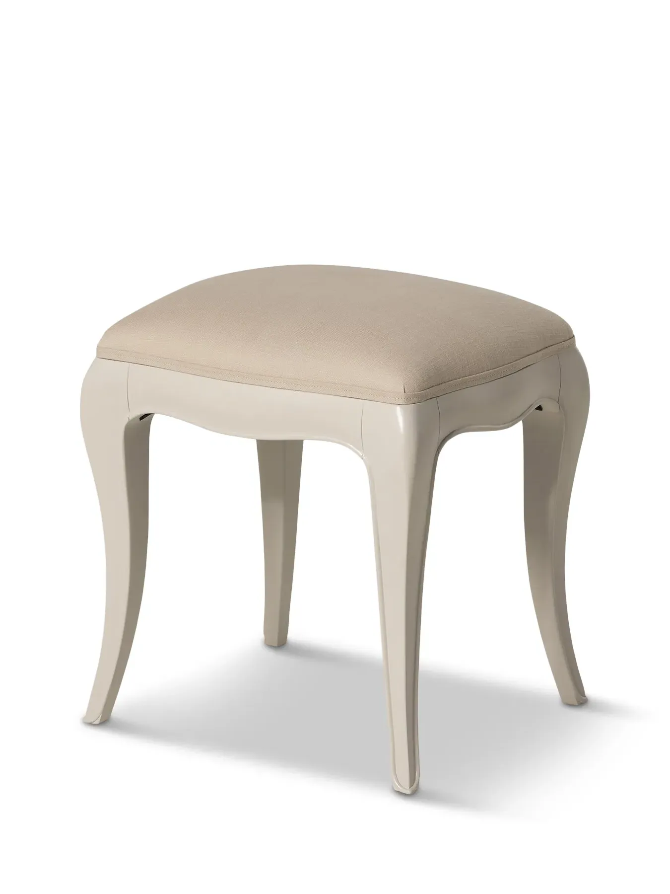 Wooden Stool with Fabric Seat - White image