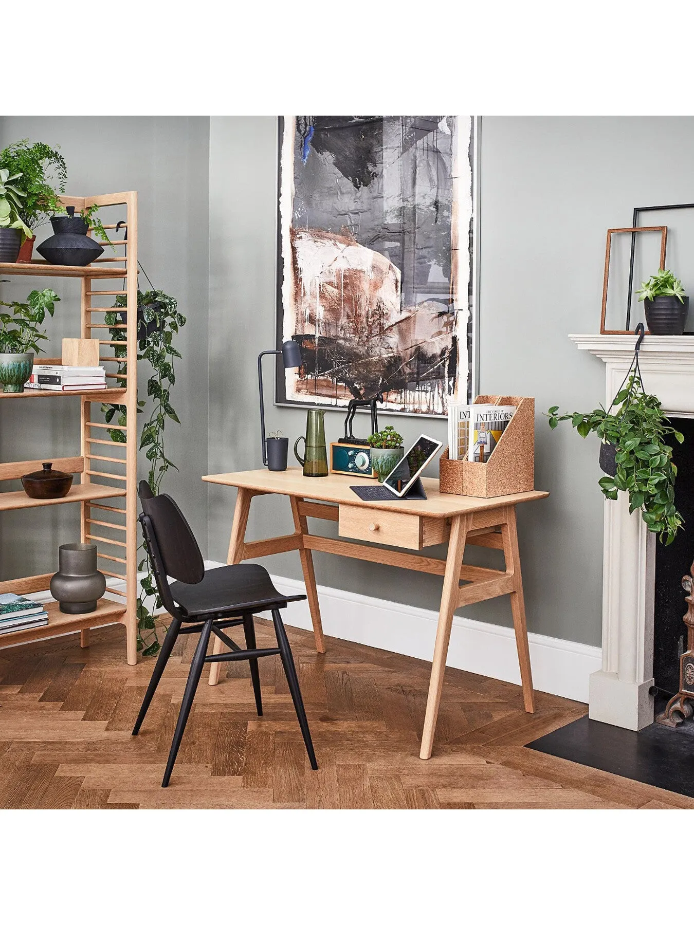 Writing Desk with Drawer - Neutral, Oak Wood